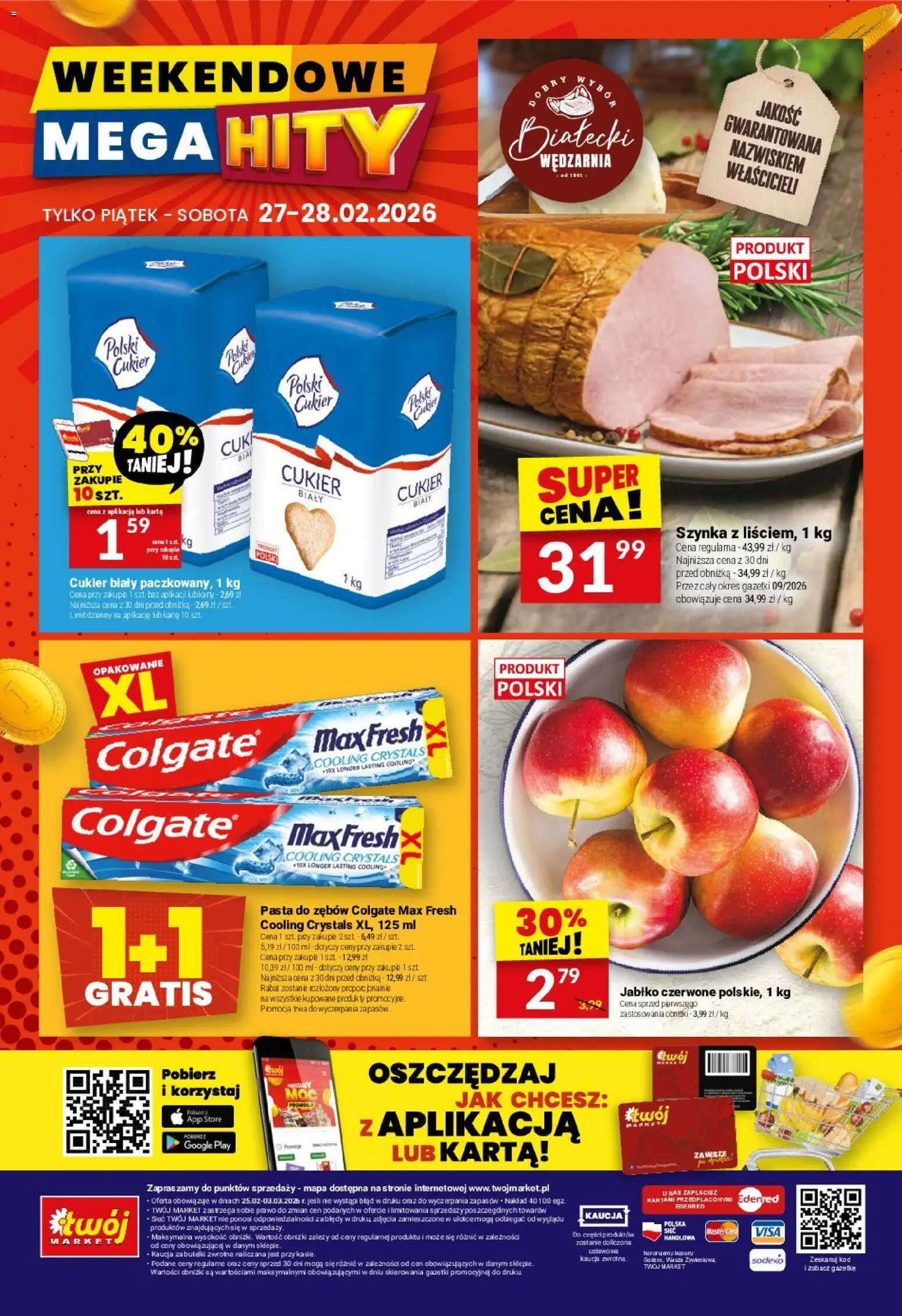 Twój Market Gazetka od 25.02.2026 | Strona: 32 | Produkty: Karta, Szynka, Pasta do zębów, Cukier