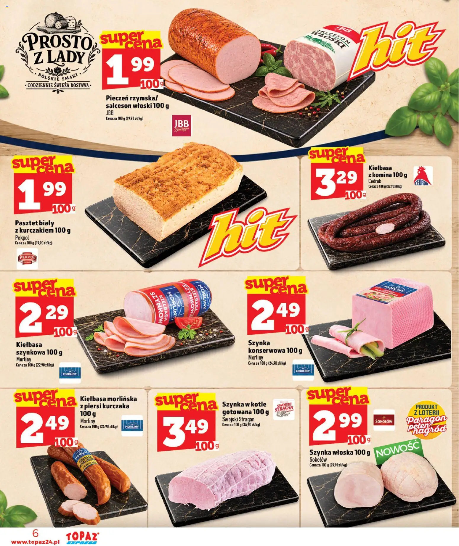 Topaz gazetka - Express od 17.09.2026 | Strona: 6 | Produkty: Piersi, Pasztet, Szynka, Salceson