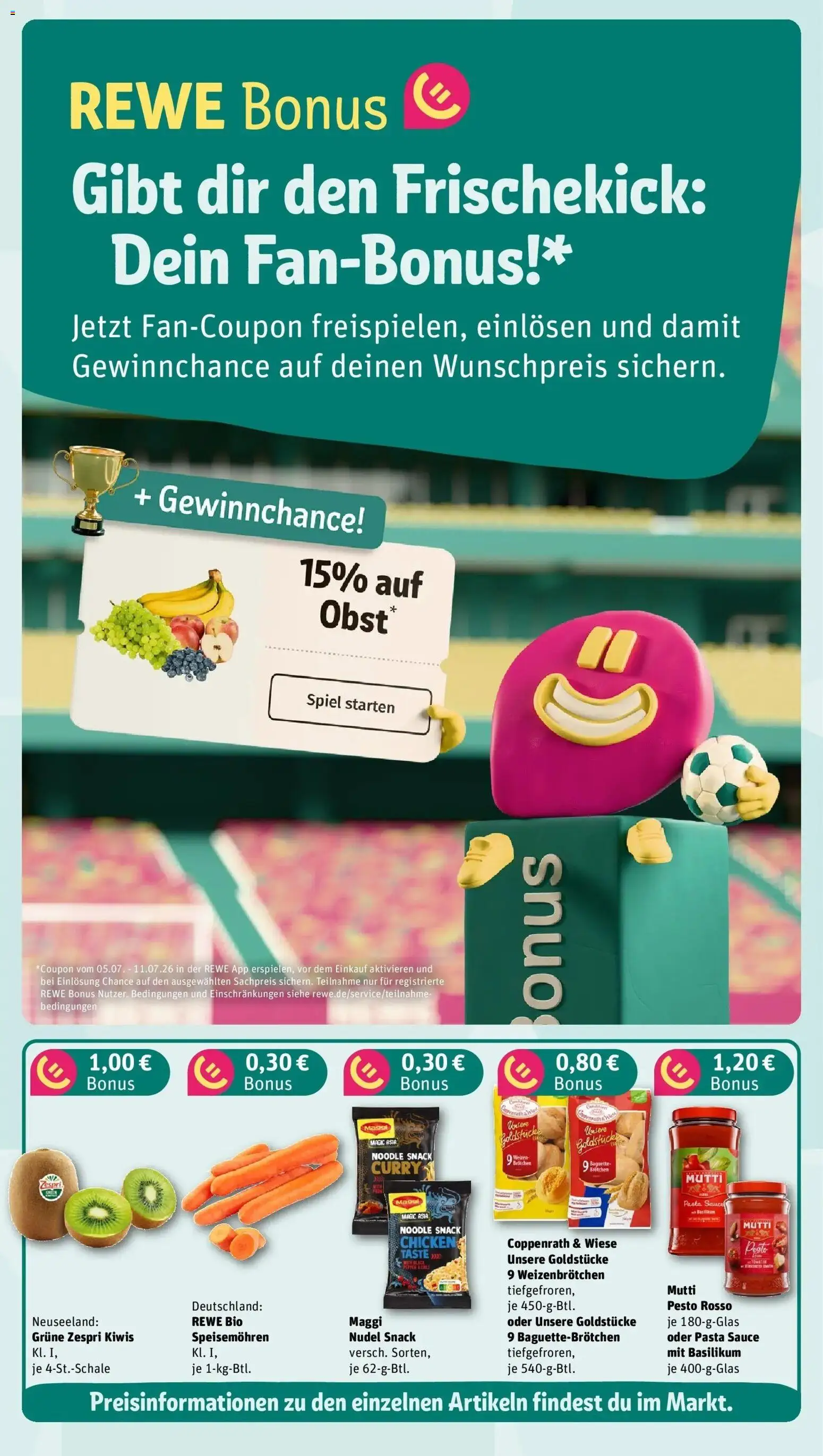 Rewe Prospekt Kelkheim / Fischbach – gültig ab 05.07.2026 | Seite: 3 | Produkte: Spiel, Maggi, Baguette, Obst