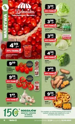Pogląd oferty "Netto gazetka od poniedziałku" - ważna od 21.09.2026 | Strona: 6 | Produkty: Batat, Sałata, Szpinak, Szpinak Baby