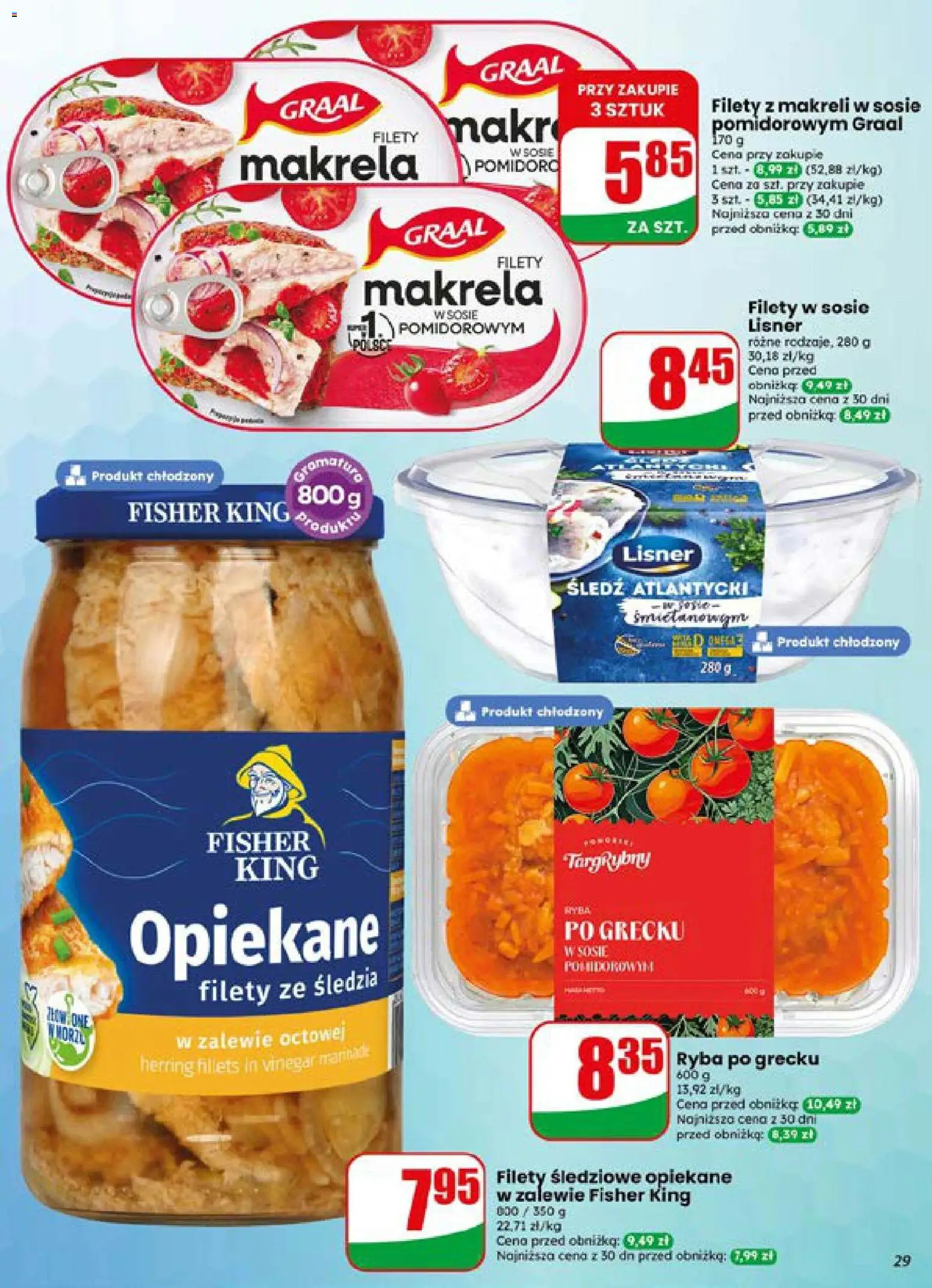 Dino gazetka od 15.07.2026 | Strona: 29 | Produkty: Śledź, Makrela, Ryba po grecku, Ryba