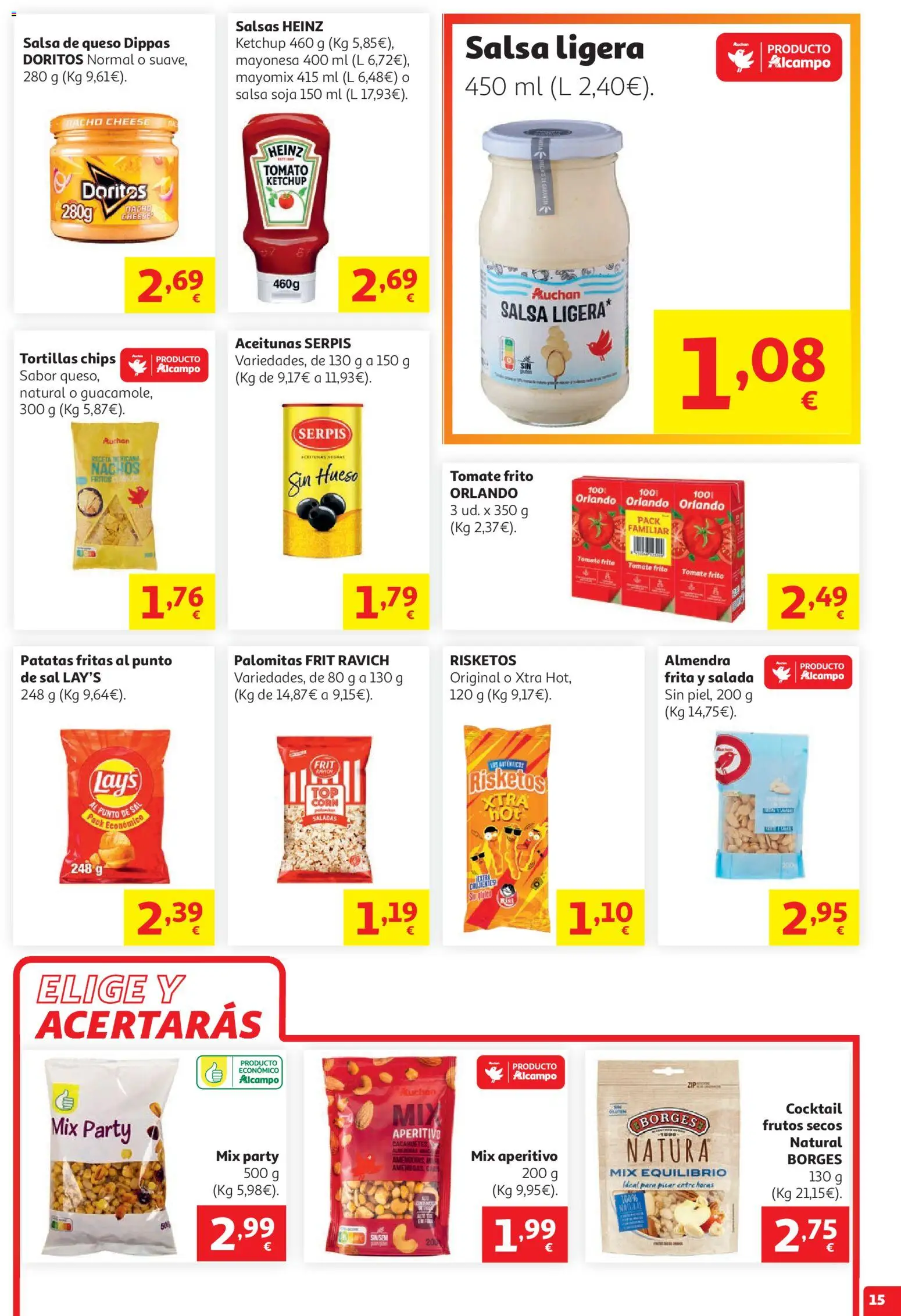 Alcampo HG Nacional Litoral │ válido desde el 29/07/2026 | Página: 15 | Productos: Queso, Frutos secos, Οθόνη προβολής