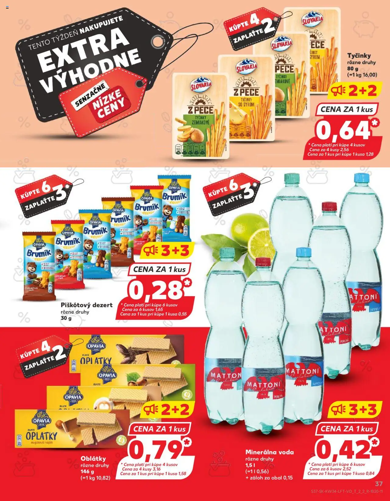 Nové Kaufland akcie – leták je platný od 21.08.2025 | Strana: 37 | Produkty: Oblátky, Mattoni, Voda, Minerálna voda