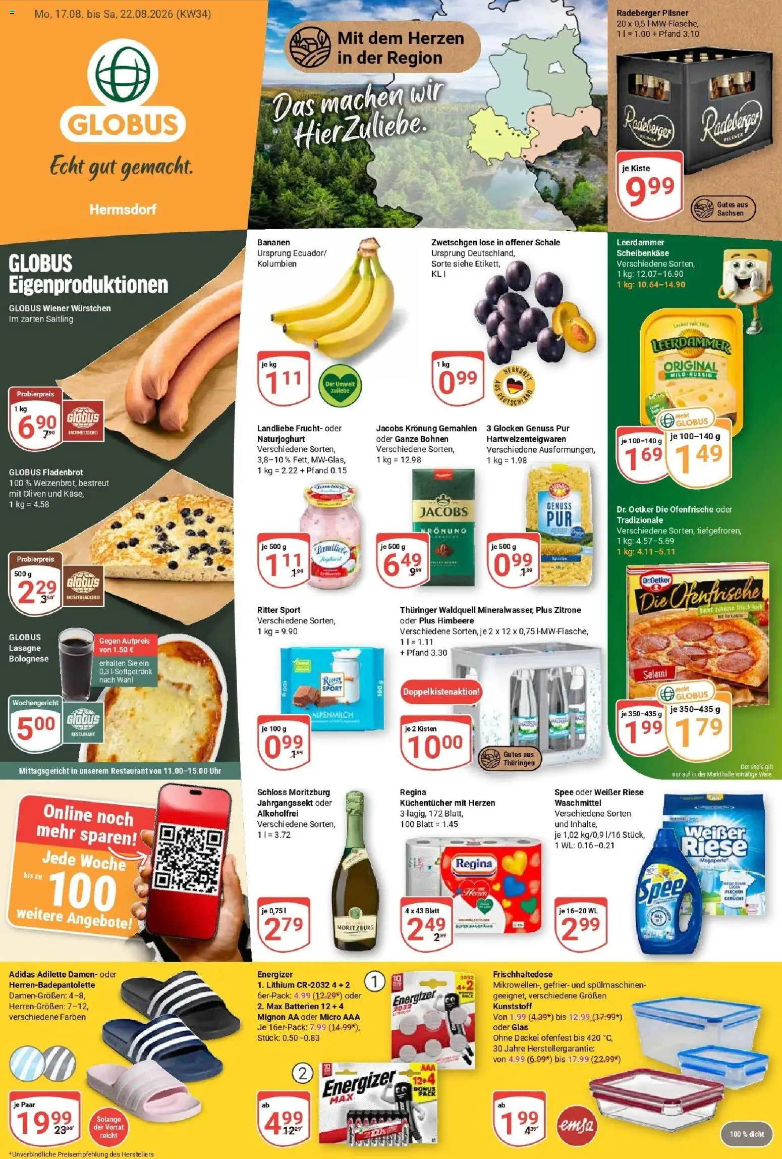 Globus Prospekt Hermsdorf (ab 17.08.2026) » Angebote online | Seite: 3 | Produkte: Batterien, Ritter sport, Leerdammer, Himbeere