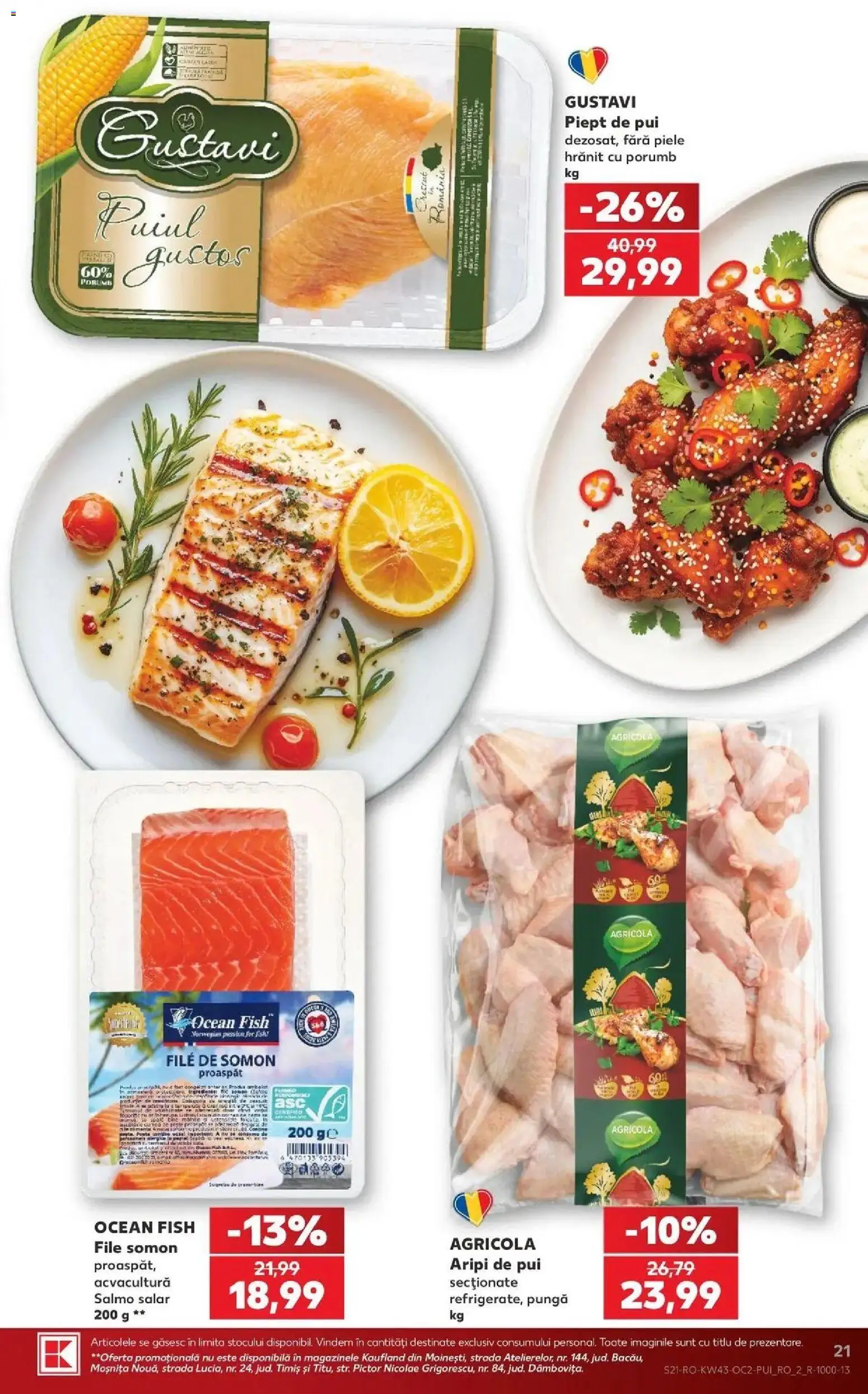 Kaufland Curtea de Argeș 21.10.2026 - Revista si Oferta | Pagină: 21 | Produse: Pungă, Agricola, Pui, Somon