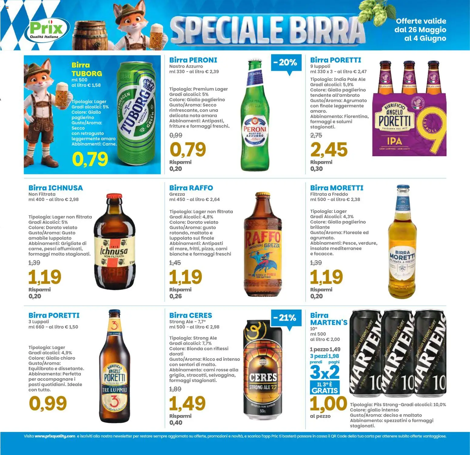 Volantino Prix del 26.05.2026 | Pagina: 12 | Prodotti: Birra, Birra Moretti, The, Amaro