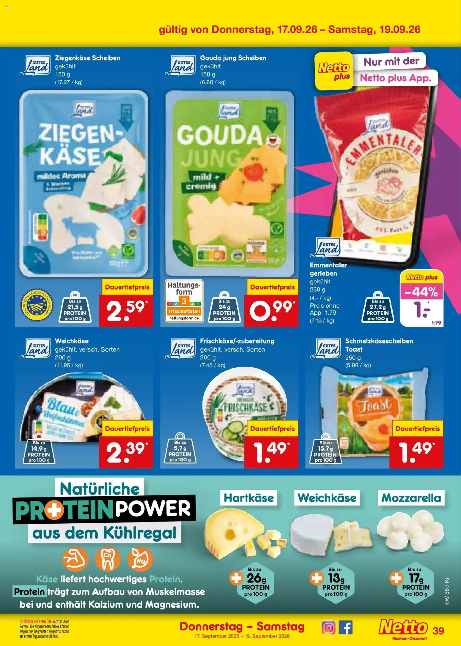 Netto Marken-Discount Prospekt Mistelbach – gültig ab 14.09.2026 | Seite: 53 | Produkte: Toast, Mozzarella, Gouda, Ziegenkäse