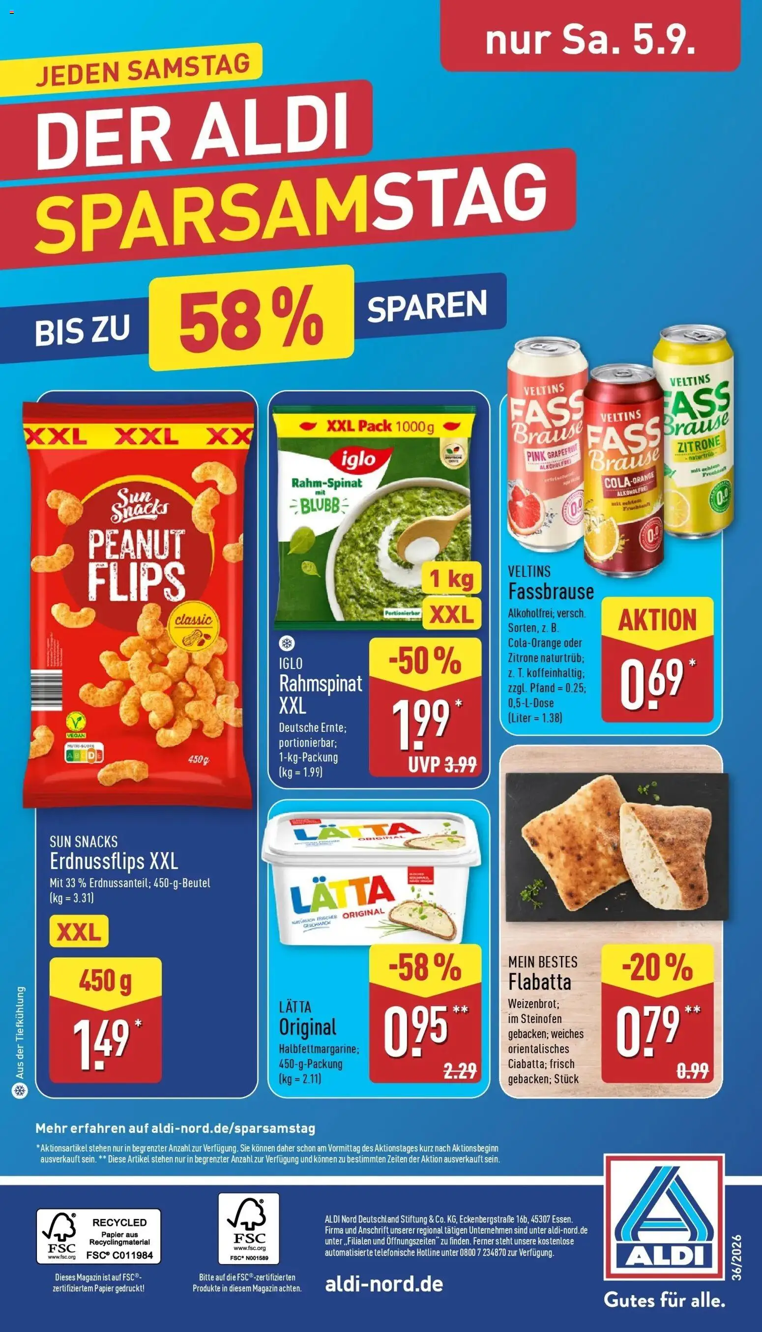 Aldi Aktueller Prospekt (ab 31.08.2026) » Angebote Online | Seite: 34 | Produkte: Iglo, Magazin, Lätta, Fassbrause