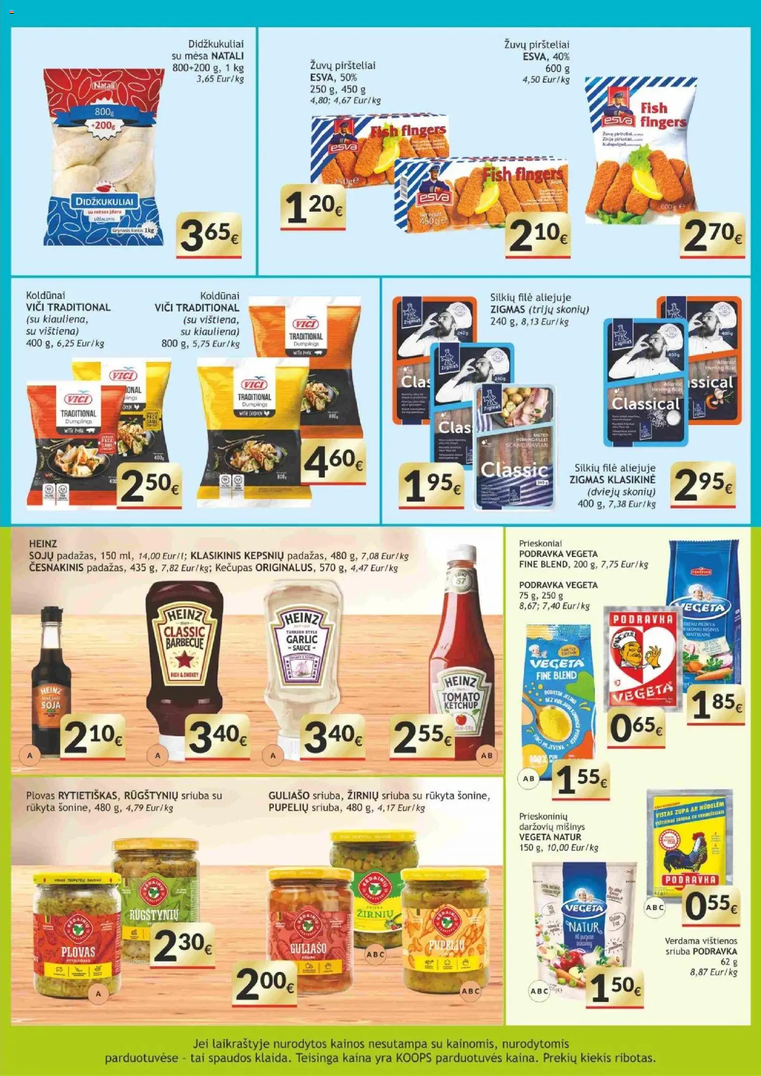 Koops akcijos nuo 2026.07.13 | Puslapis: 11 | Prekių: Vištienos, Silkių filė, Kiauliena, Kečupas