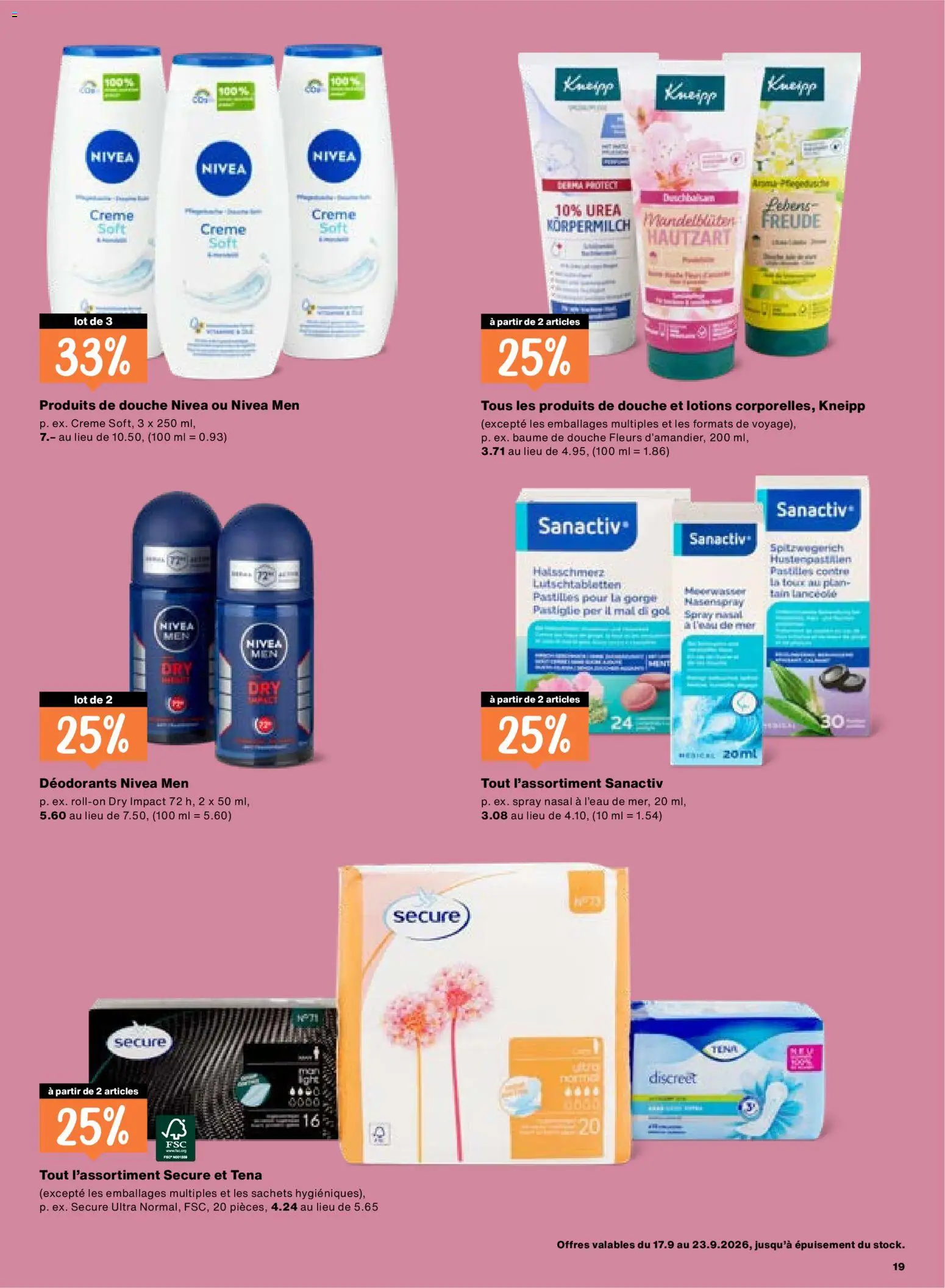 Migros aktionen FR – gültig ab 17.09.2026 | Seite: 19 | Produkte: Körpermilch, Deodorant, Body Lotion, Creme
