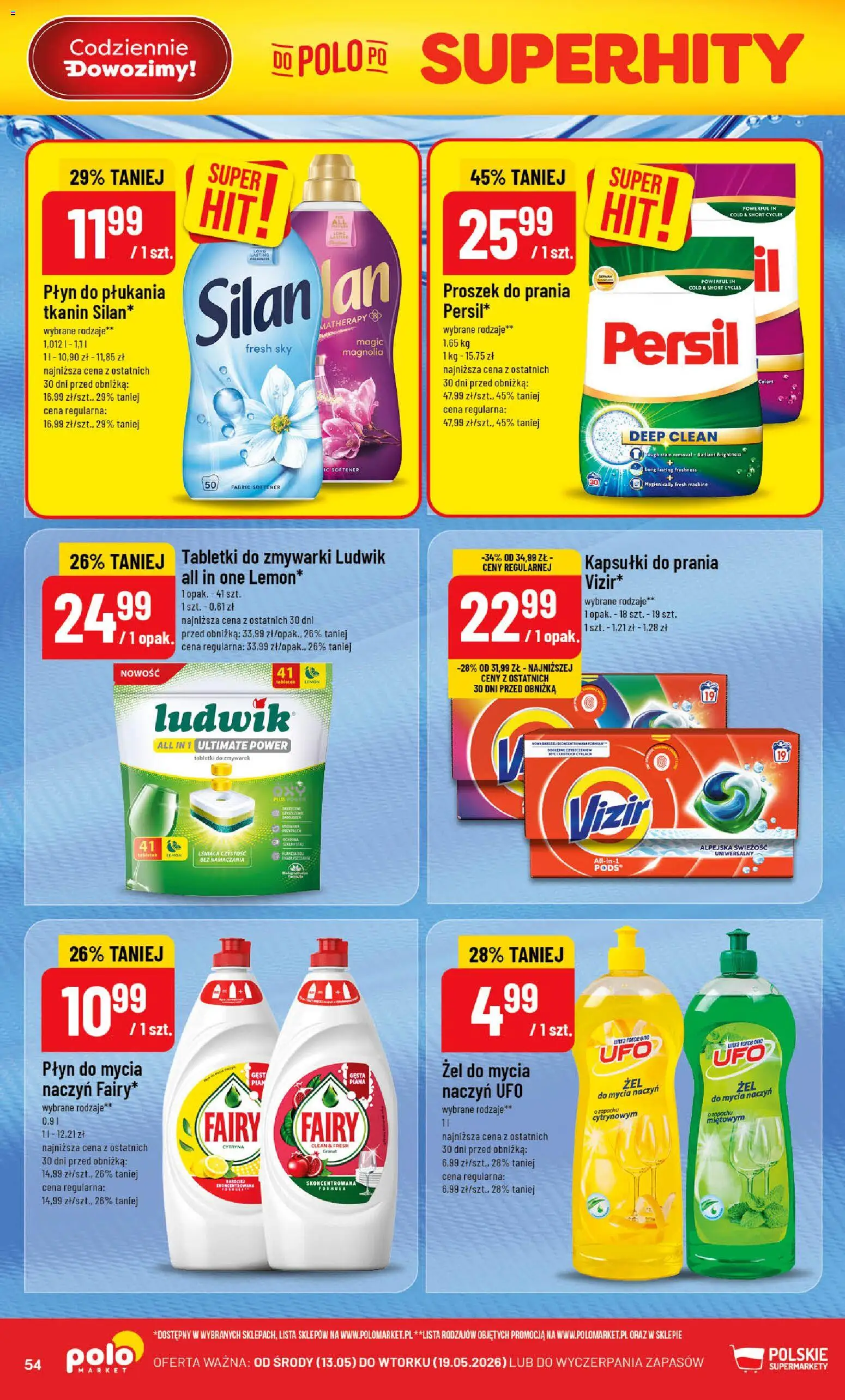 POLOmarket gazetka od 13.05.2026 | Strona: 54 | Produkty: Persil, Kapsułki do prania, Fairy, Tabletki do zmywarki