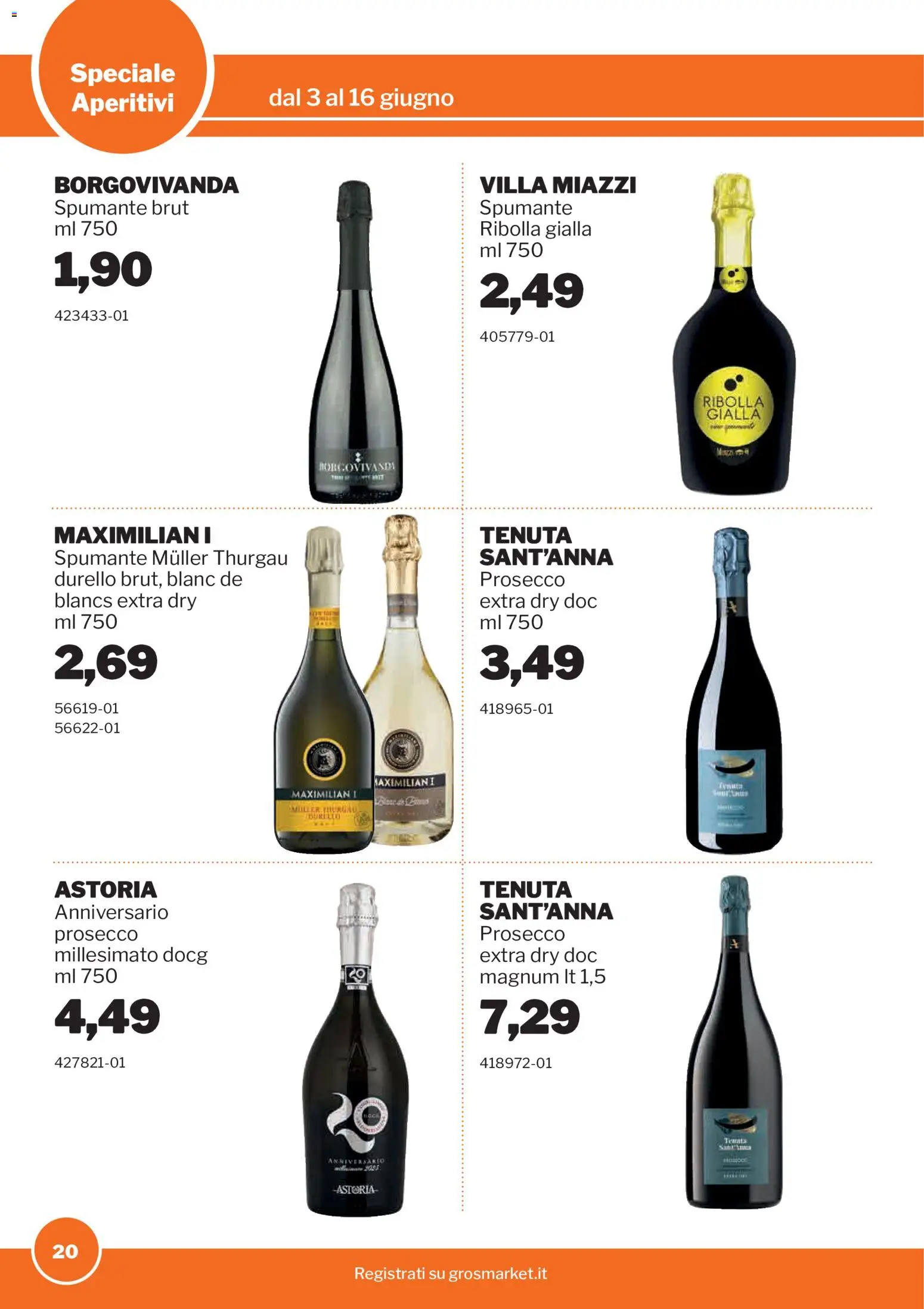 Volantino Sogegross del 03.06.2026 | Pagina: 20 | Prodotti: Prosecco, Spumante