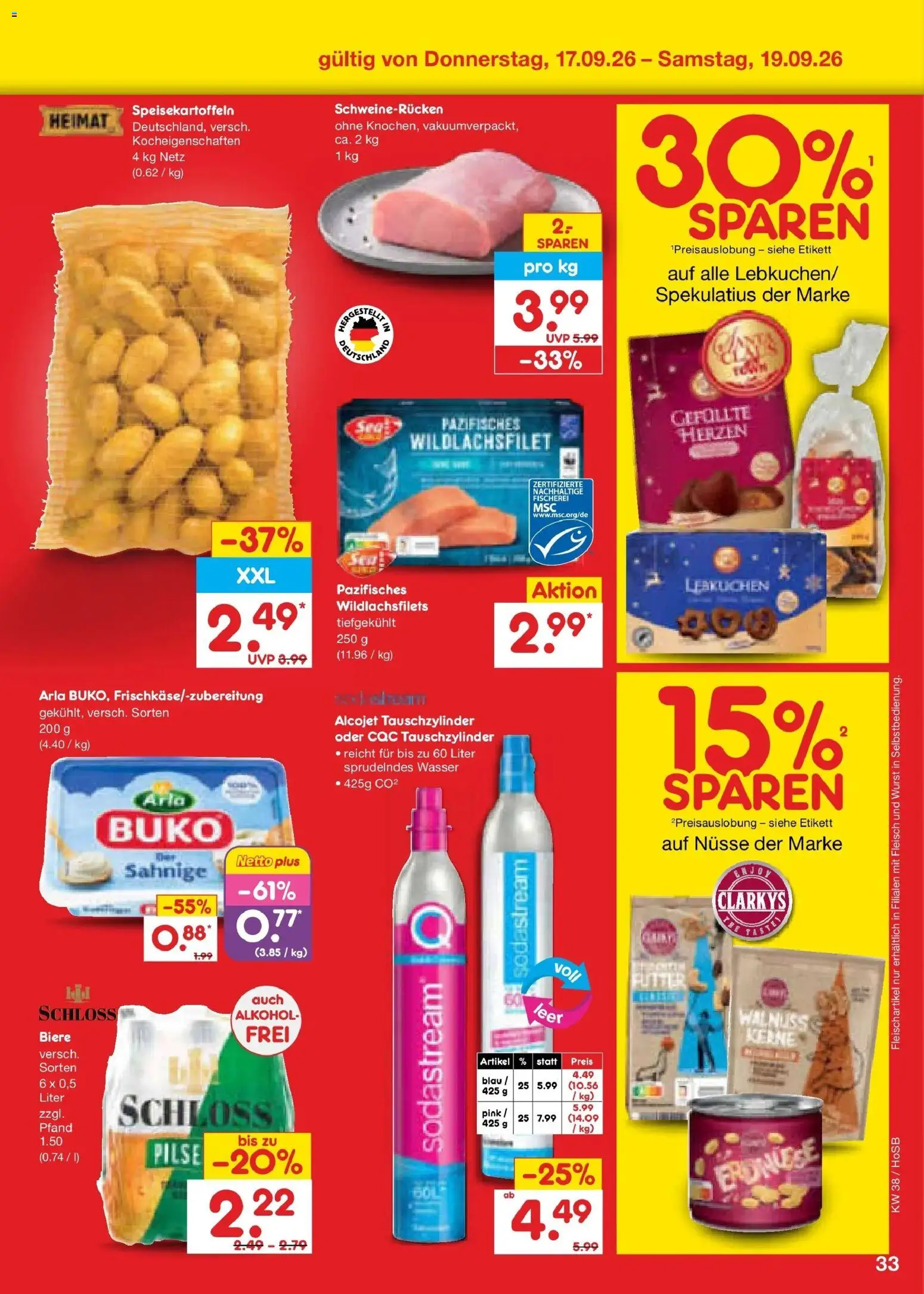 Netto Marken-Discount Prospekt Hannover – gültig ab 14.09.2026 | Seite: 47 | Produkte: Erdnüsse, Wasser, Alkohol, Schweinerucken