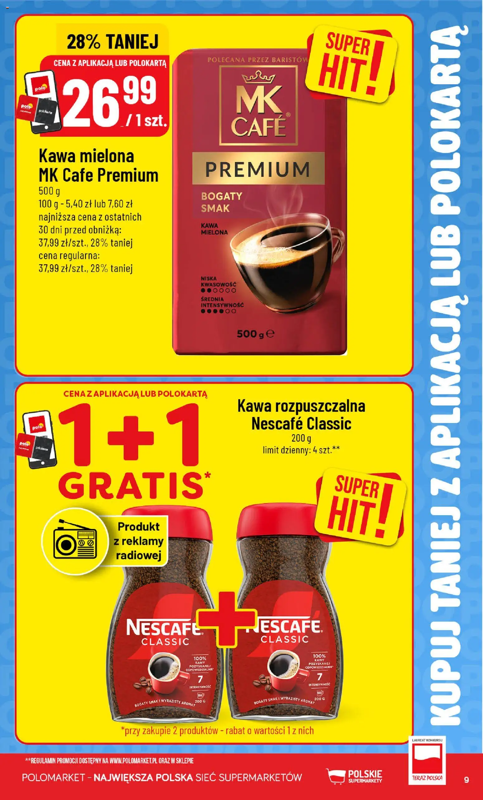 Nowa POLOmarket gazetka od jutra 07.10.2026 | Strona: 9 | Produkty: Nescafe, Kawa rozpuszczalna, Kawa, Kawa mielona