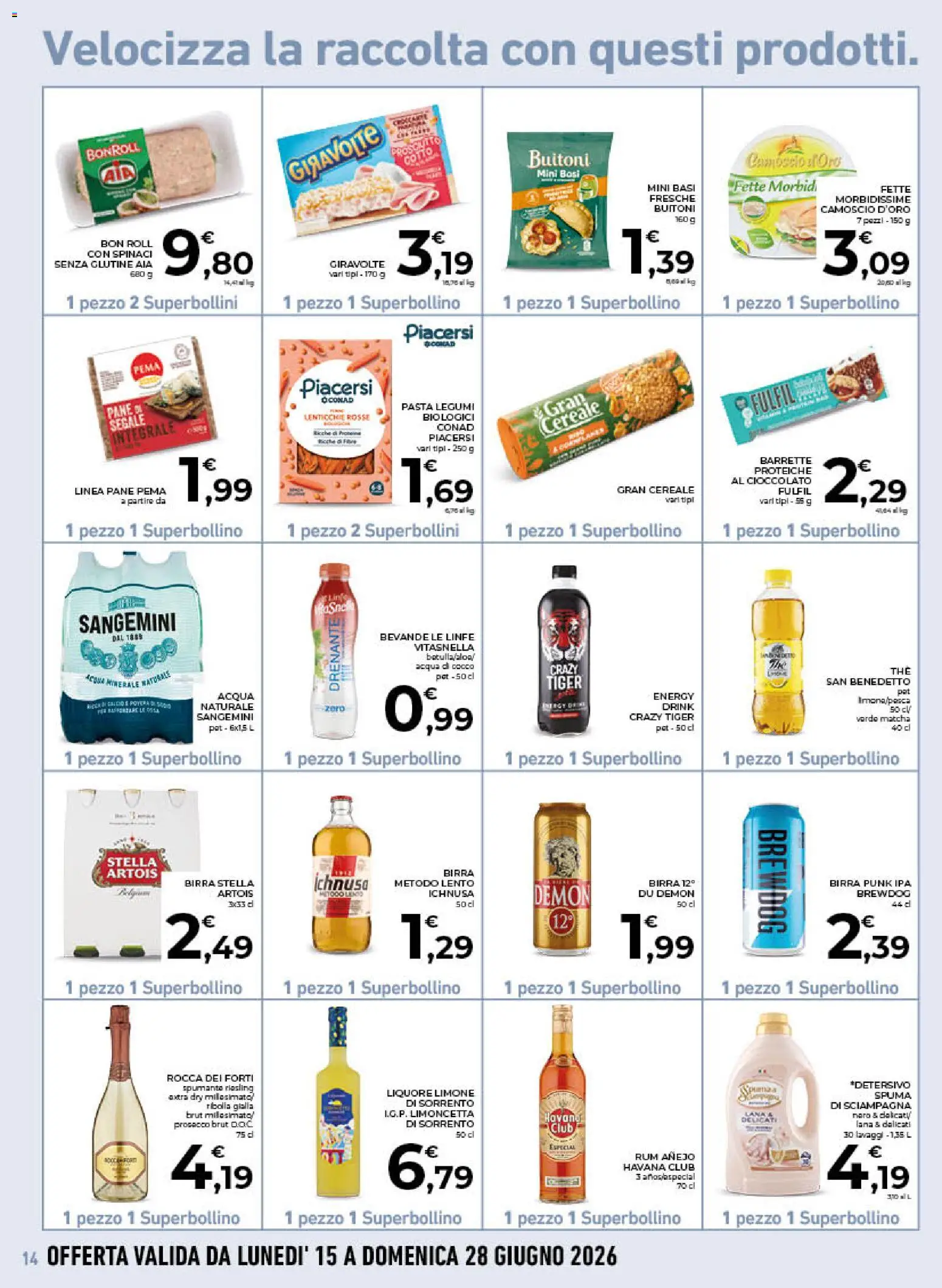 Volantino Conad del 17.06.2026 | Pagina: 14 | Prodotti: Acqua, Limone, Spumante, Cocco