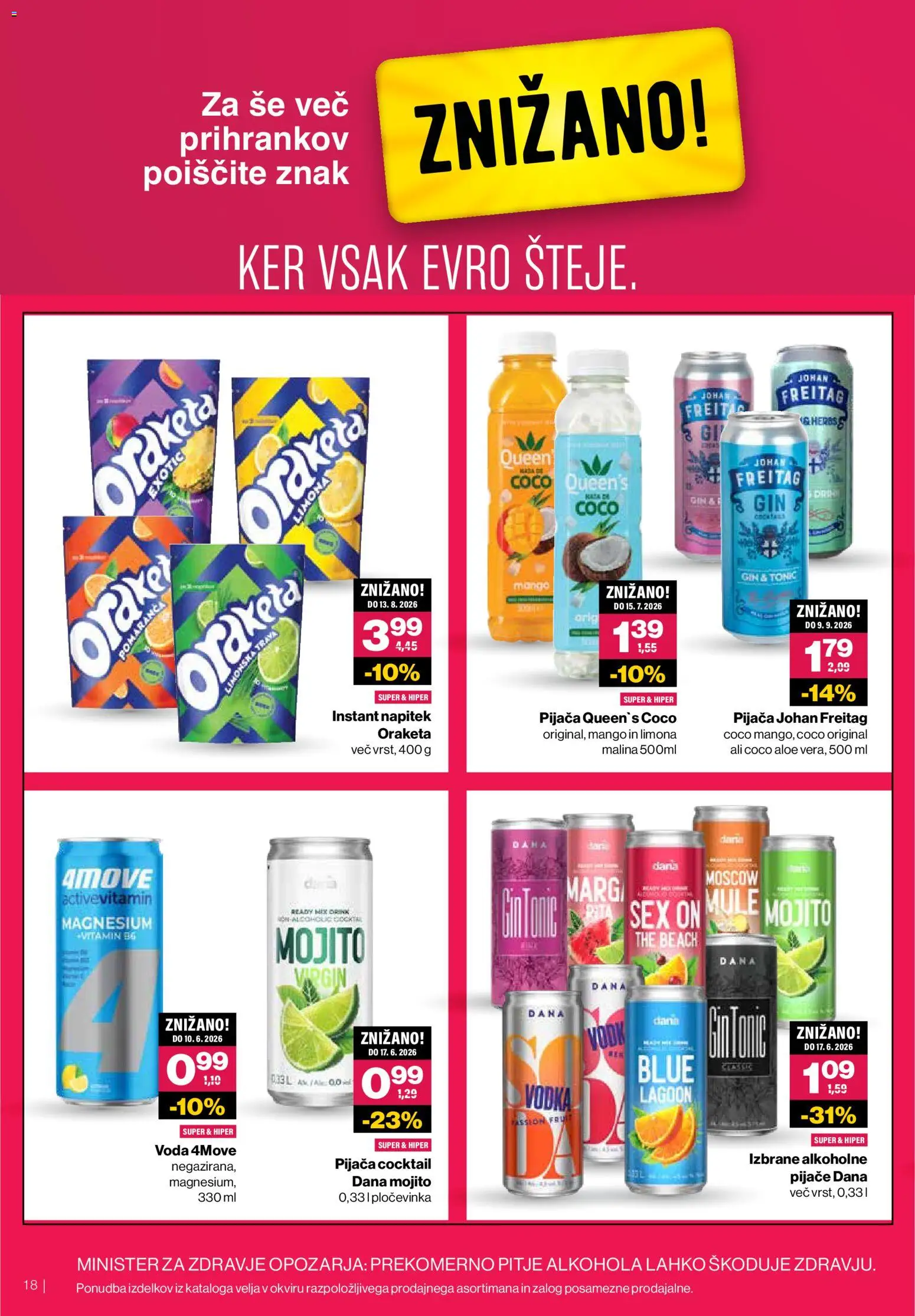 Novi Mercator katalog ponudbe – veljaven od 27.05.2026 | Stran: 18 | Izdelki: Gin, Vodka, Voda, Limona