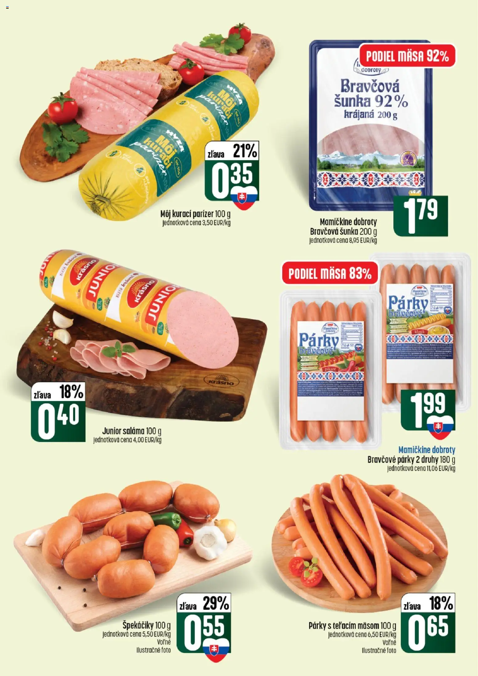 Nové COOP Jednota akcie – leták je platný od 13.08.2026 | Strana: 11 | Produkty: Saláma, Šunka, Párky, Špekáčiky