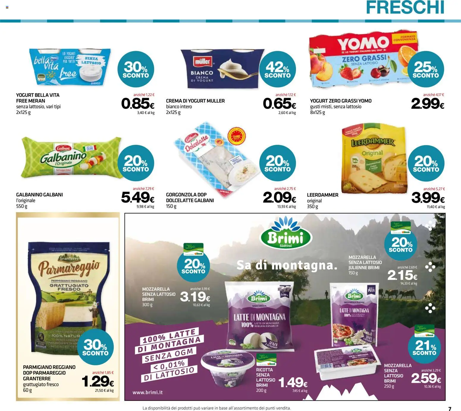 Volantino Superconti del 22/10/2026 | Pagina: 7 | Prodotti: Mozzarella, Ricotta, Parmigiano reggiano, Parmigiano