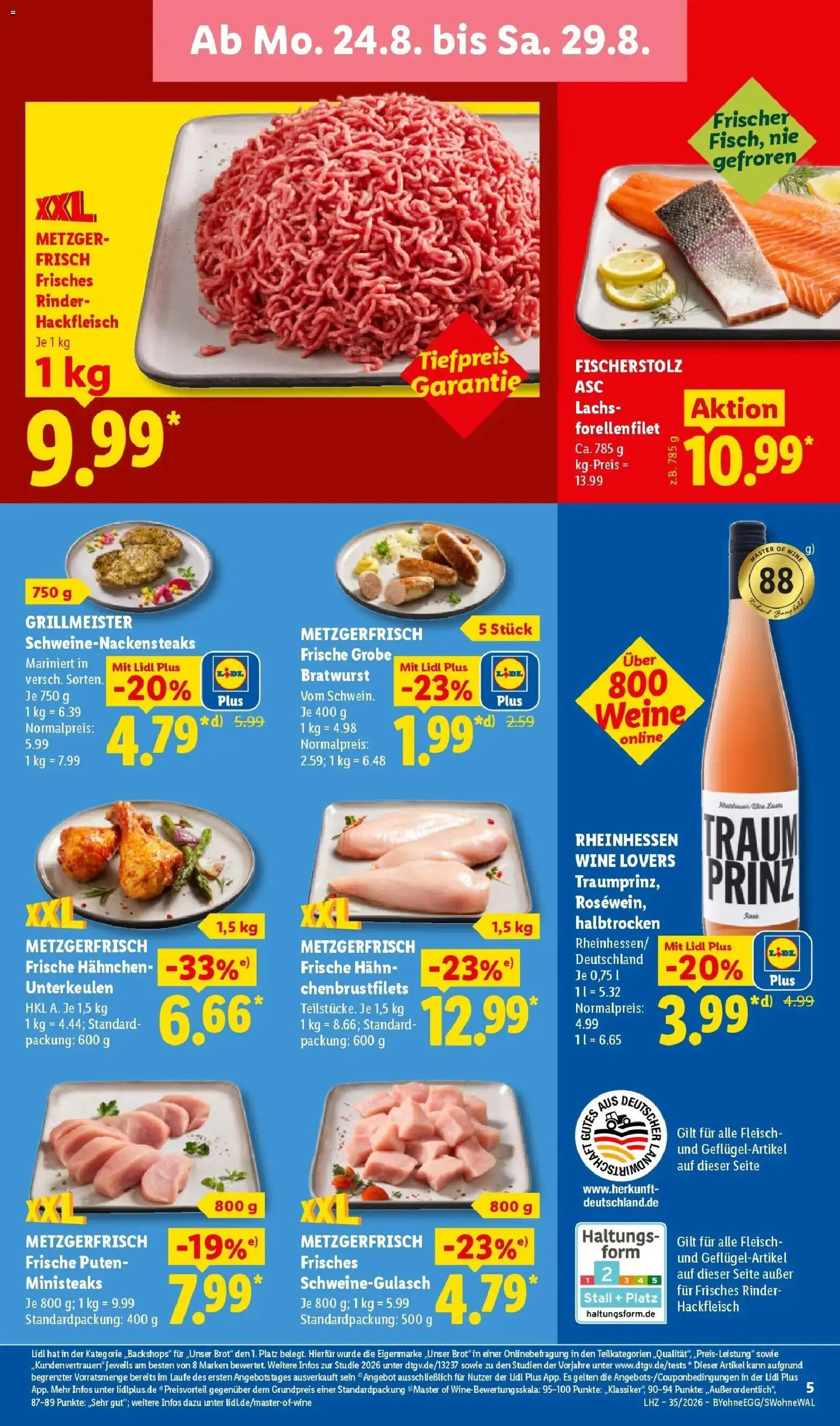 Lidl Prospekt Pocking (ab 24.08.2026) zum Blättern » Angebote | Seite: 13 | Produkte: Bratwurst, Lachs, Lutscher, Hackfleisch