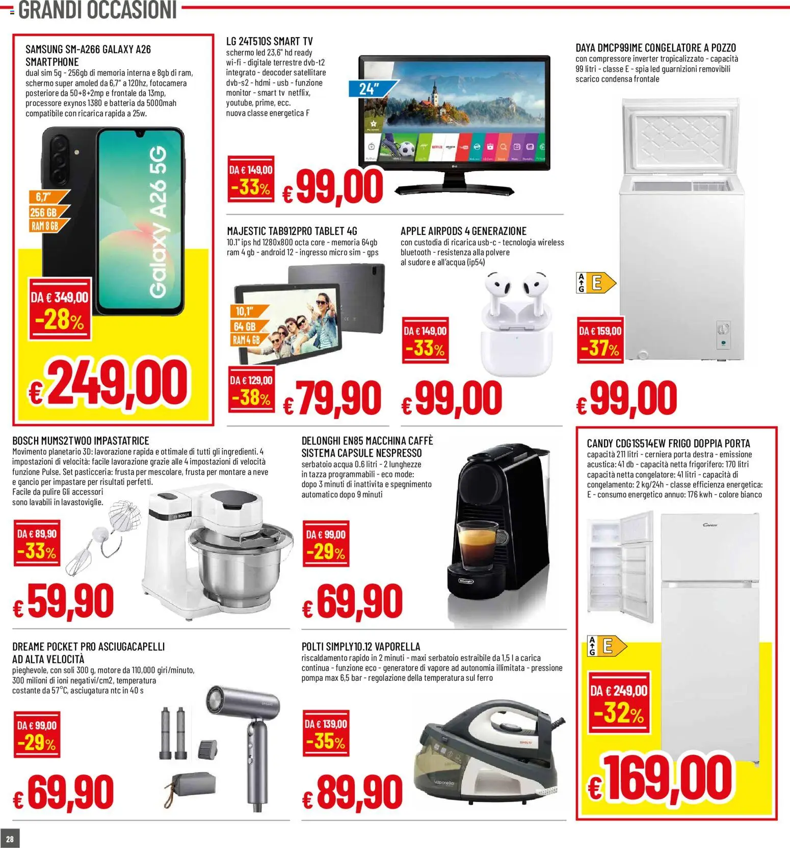 Volantino Famila del 14/09/2026 | Pagina: 28 | Prodotti: Satellitare, Frigorifero, Asciugacapelli, Samsung