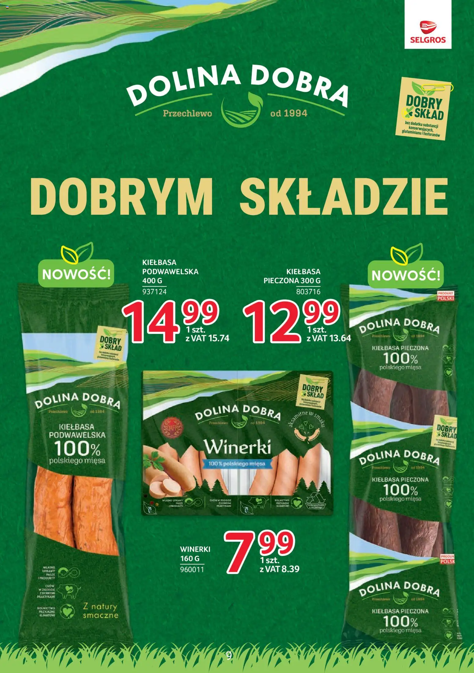 Selgros cash&carry gazetka - Markowe Produkty od 08.10.2026 | Strona: 9 | Produkty: Kiełbasa, Kiełbasa podwawelska