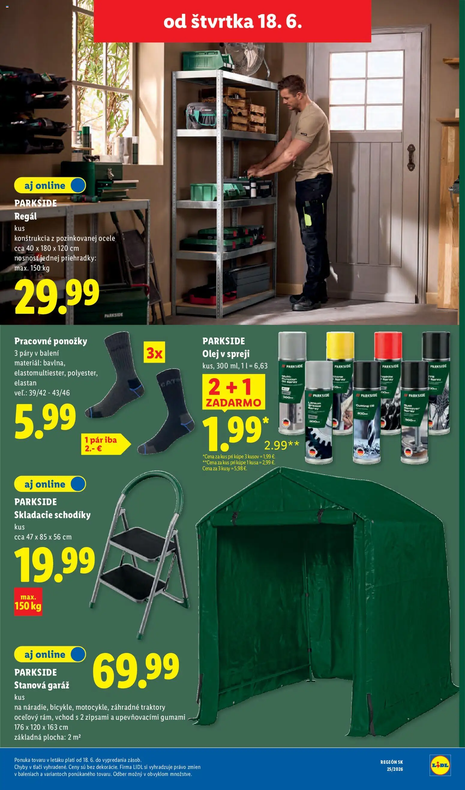 Nové Lidl akcie – leták je platný od 15.06.2026 | Strana: 89 | Produkty: Regál, Parkside, Olej