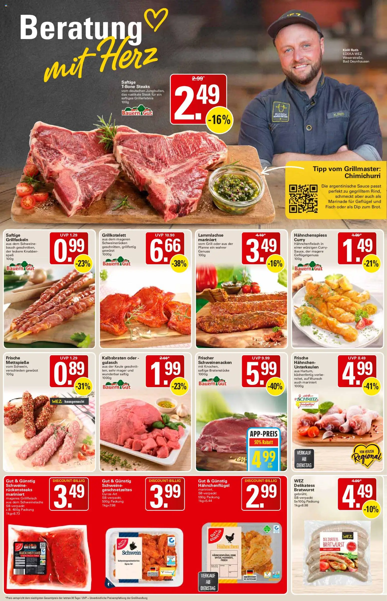 WEZ Prospekt – gültig ab 20.07.2026 | Seite: 4 | Produkte: Bad, Bratwurst, Gulasch, Steak