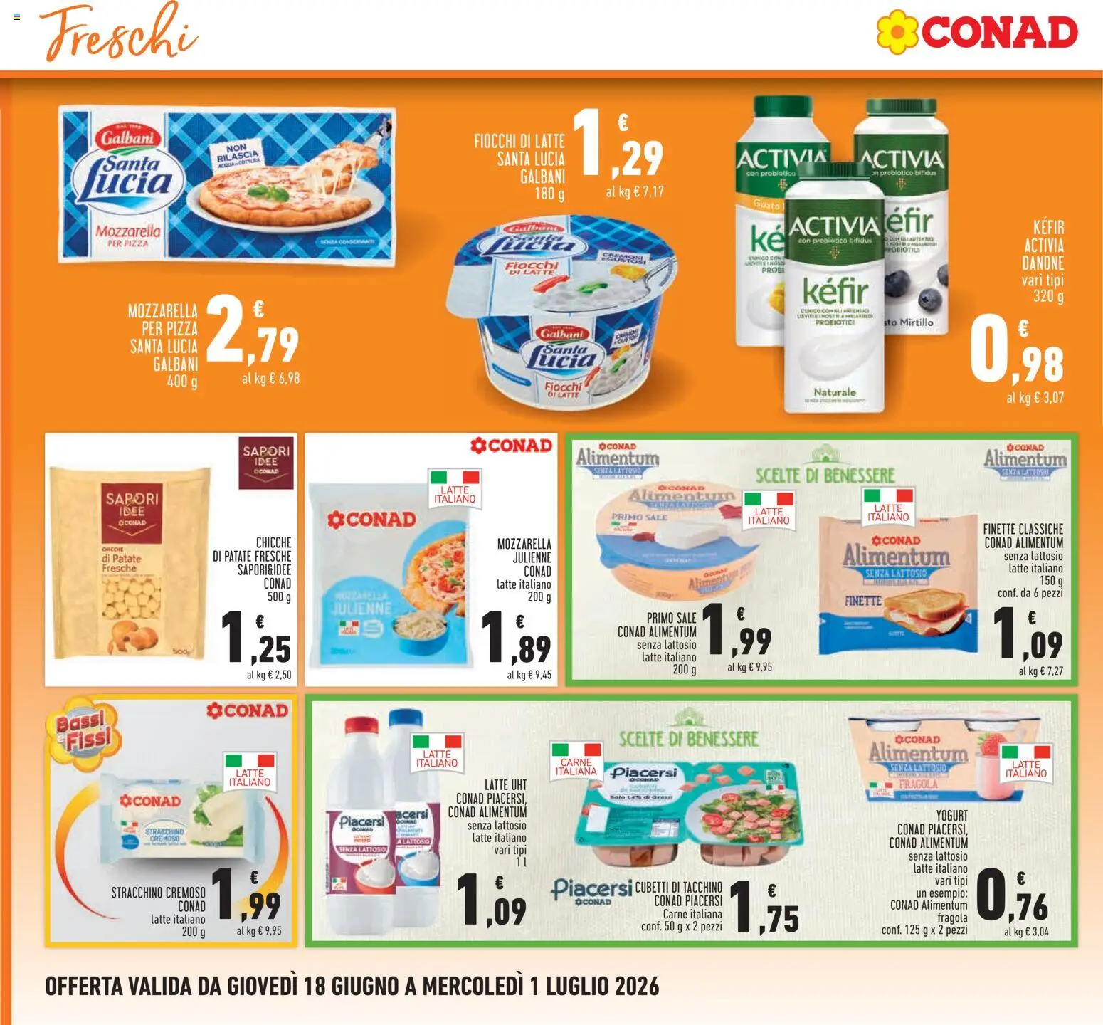 Volantino Conad del 18.06.2026 | Pagina: 12 | Prodotti: Patate, Mozzarella, Latte, Formaggio