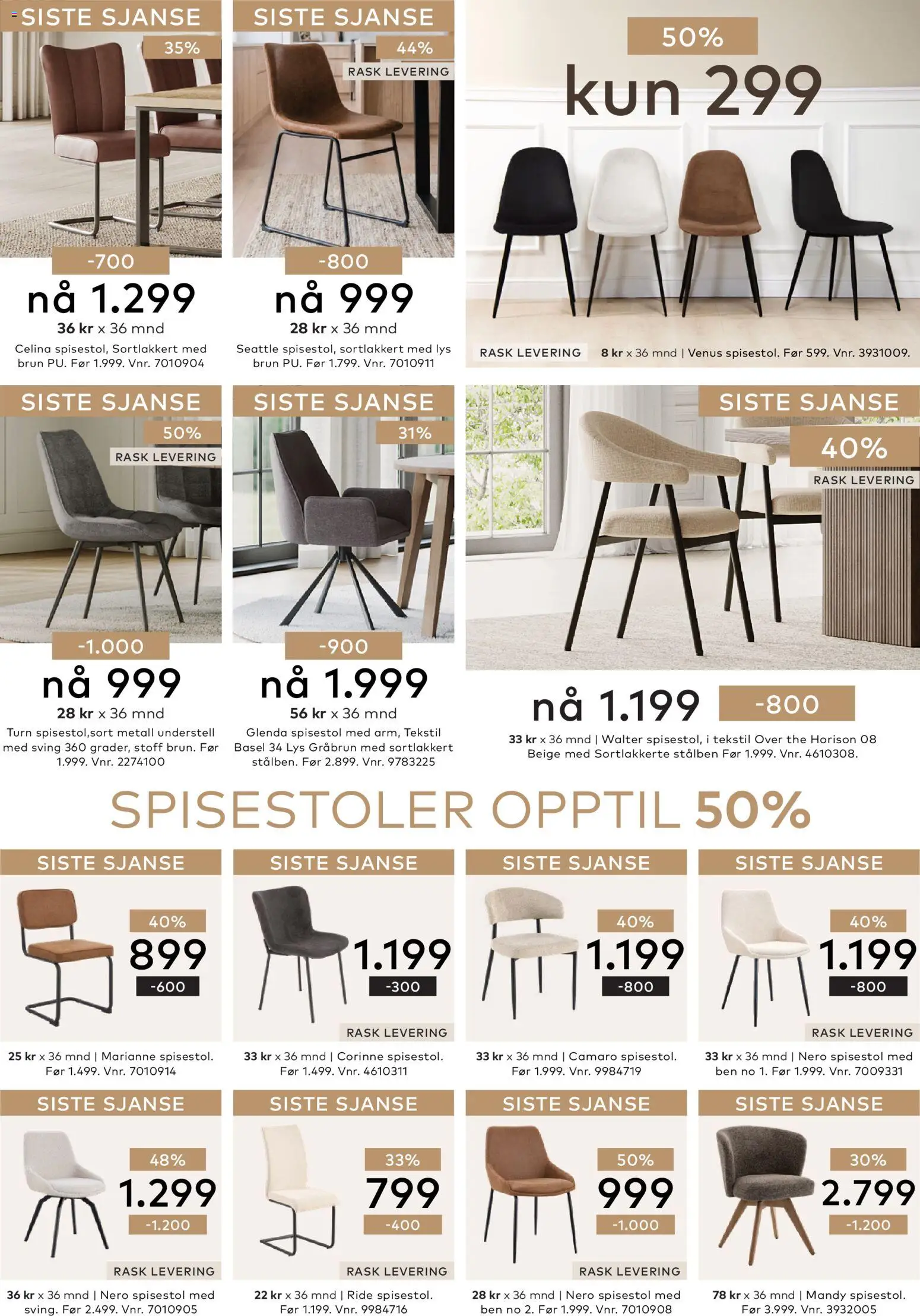 {H1} | Side: 23 | Produkter: Spisestol, Lys