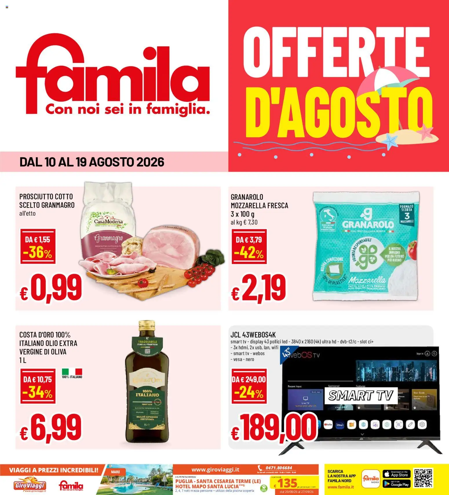 Volantino Famila del 10/08/2026 | Pagina: 1 | Prodotti: Tè, smart TV, Latte, TV