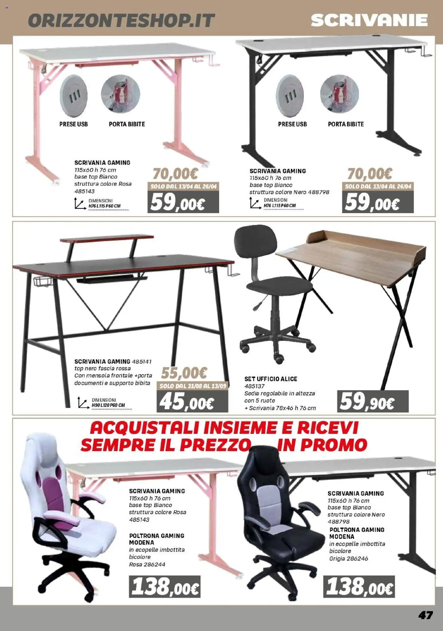 Volantino Orizzonte del 16.01.2026 | Pagina: 47 | Prodotti: Bibite, Bibita, Poltrona, Sedia