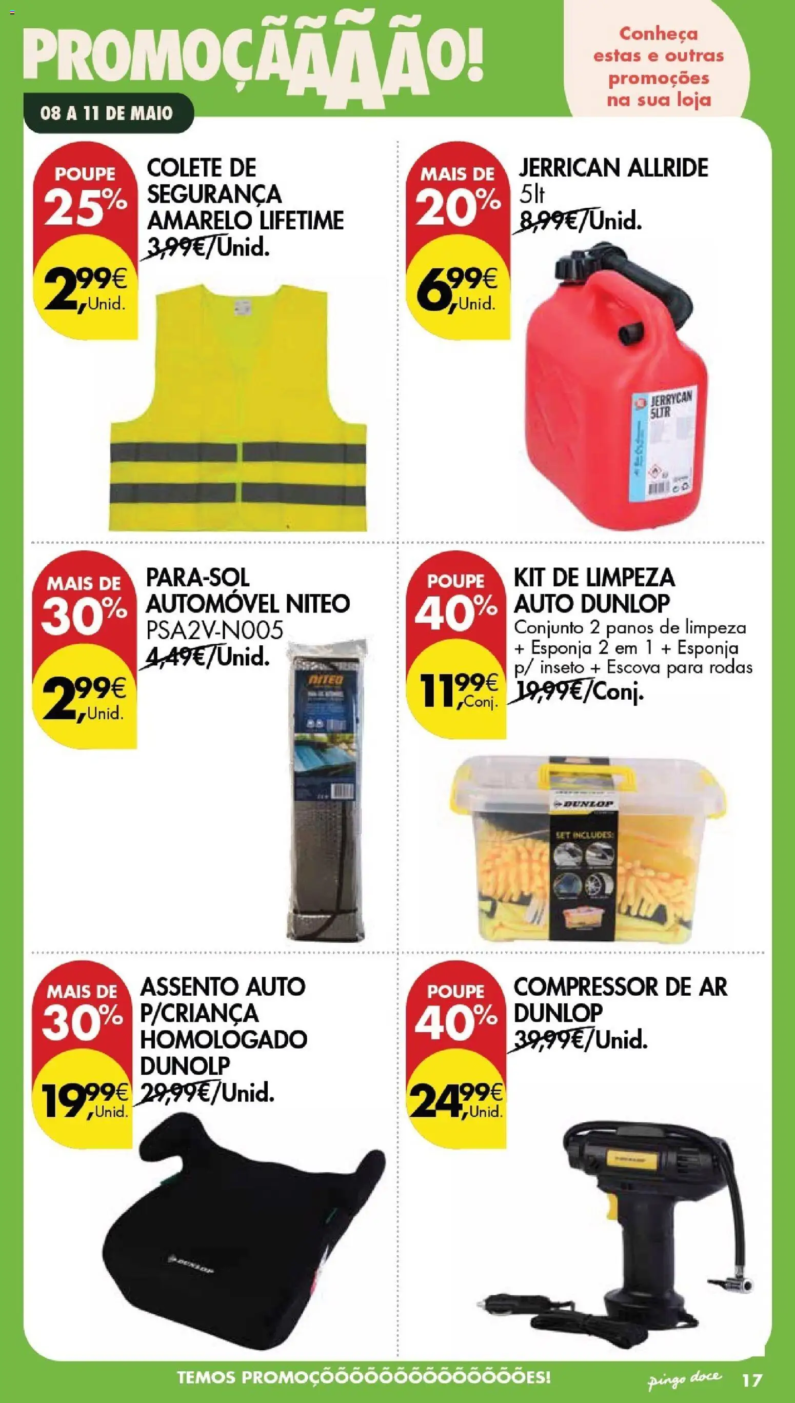 Pingo Doce Poupe este Fim de Semana │ válido de 08.05.2026 | Página: 17 | Produtos: Compressor de ar, Panos de limpeza, Compressor, Colete
