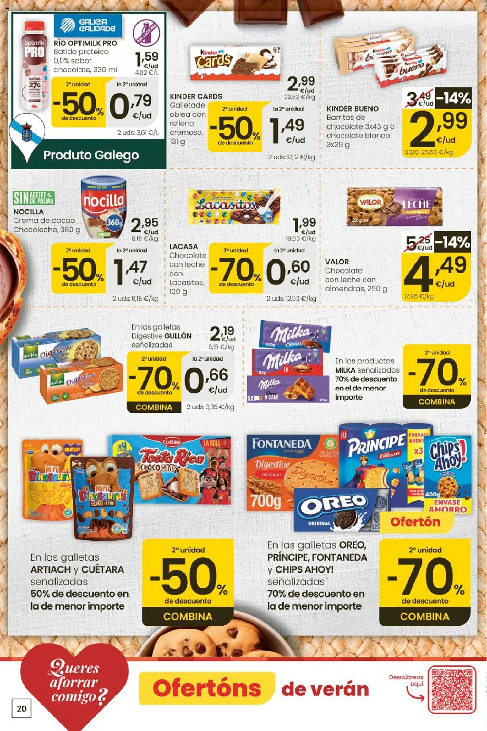 Eroski Ofertóns de verán │ válido desde el 28.05.2026 | Página: 20 | Productos: Leche, Chocolate, Crema de cacao, Crema