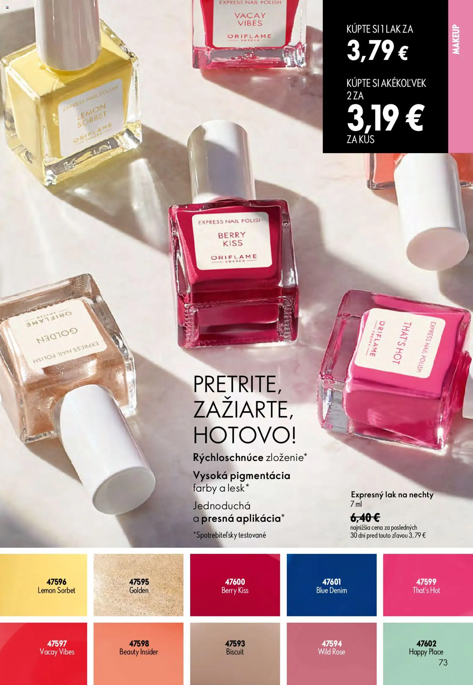 Nové Oriflame akcie – leták je platný od 17.06.2026 | Strana: 73 | Produkty: Sorbet, Lak na nechty