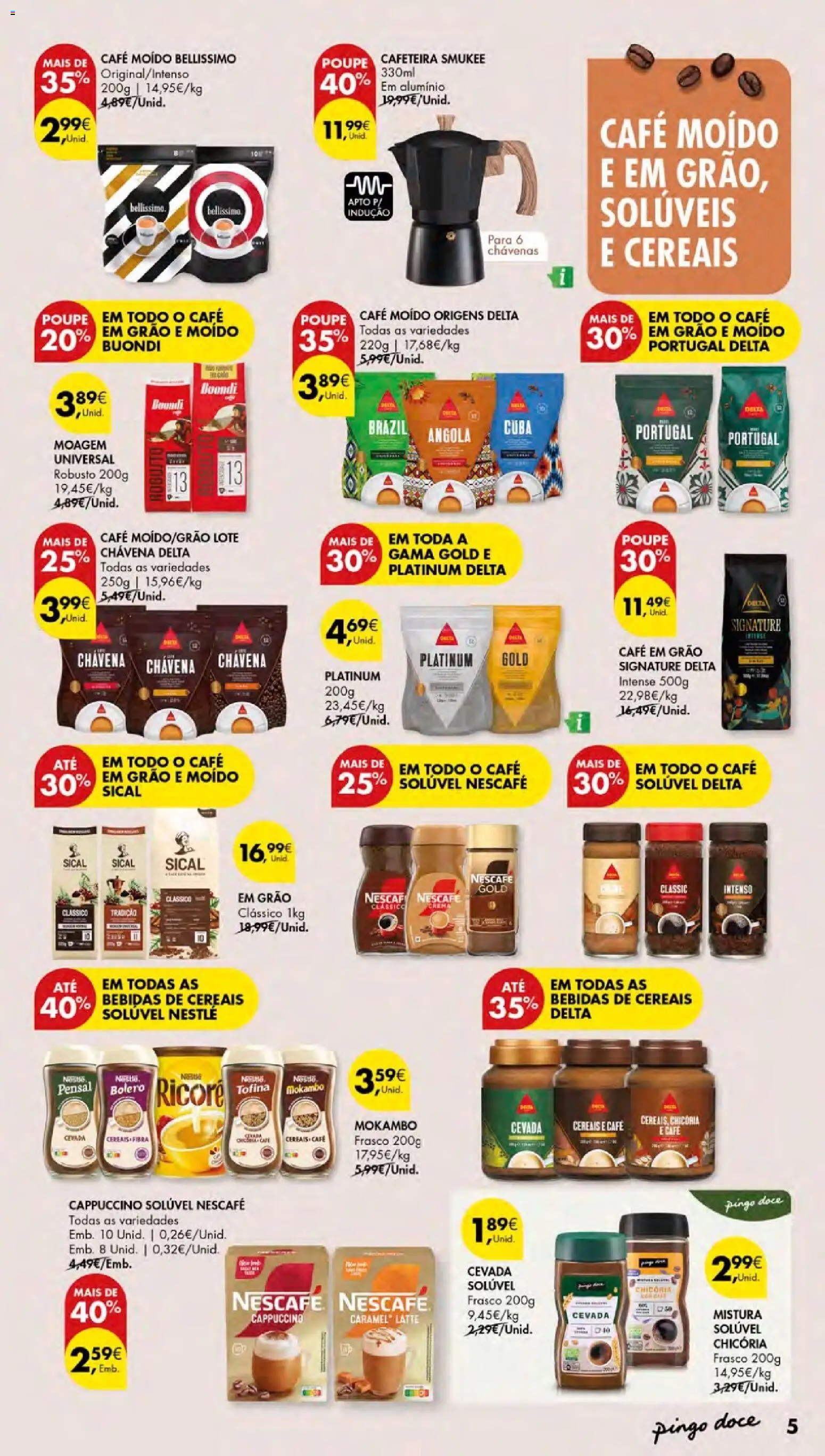 Pingo Doce folheto Bebidas Quentes │ válido de 15/10/2026 | Página: 5 | Produtos: Bebidas, Café moído, Chávenas, Café