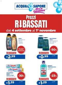 Anteprima del volantino Acqua e Sapone volantino Prezzi Ribassati valido a partire dal 04/09/2026