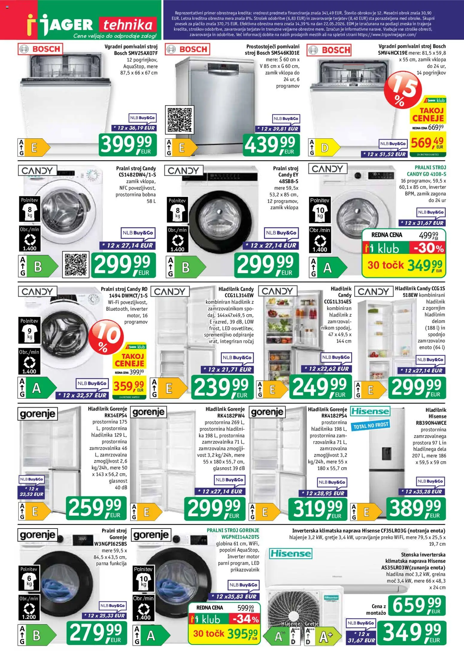 Novi Jager katalog ponudbe – veljaven od 03.06.2026 | Stran: 13 | Izdelki: Klimatska naprava, Hladilnik, Pralni stroj, Vgradni pomivalni stroj