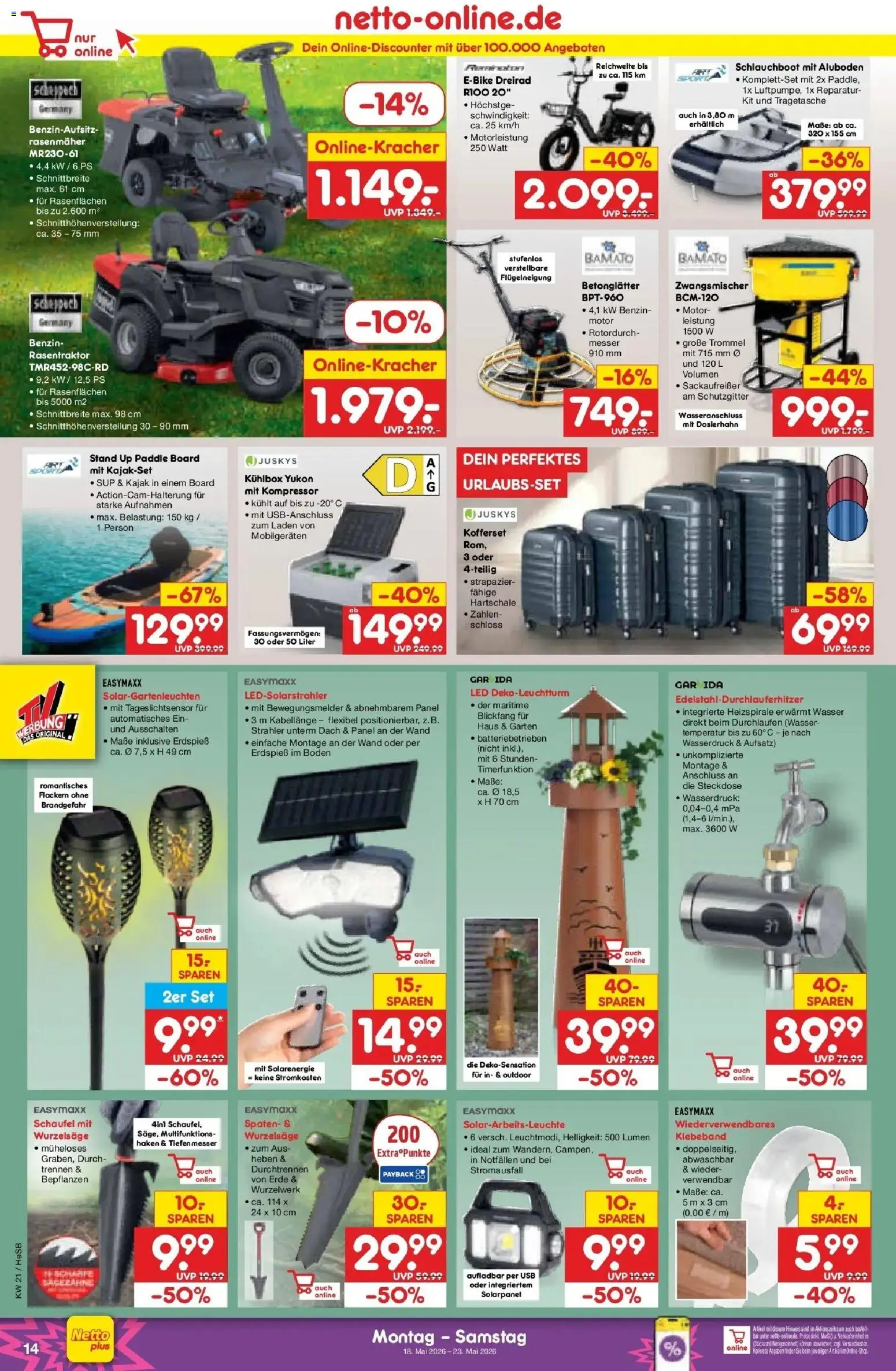 Netto Marken-Discount Prospekt Kröpelin	 – gültig ab 17.05.2026 | Seite: 14 | Produkte: USB, Rasenmäher, Steckdose, Wasser
