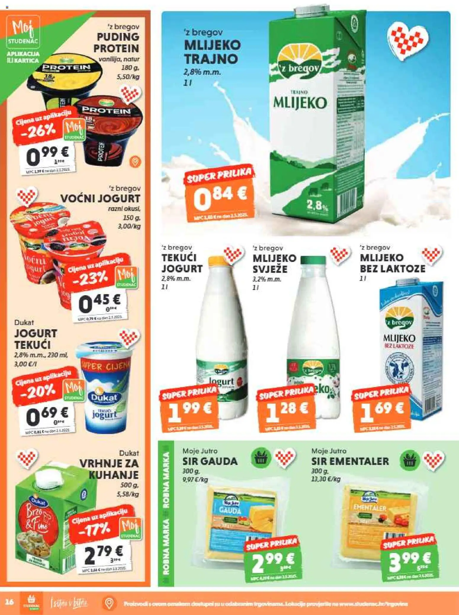 Studenac katalog | vrijedi od 10.06.2026 | Stranica: 16 | Proizvodi: Gauda, Mlijeko, Jogurt, Puding