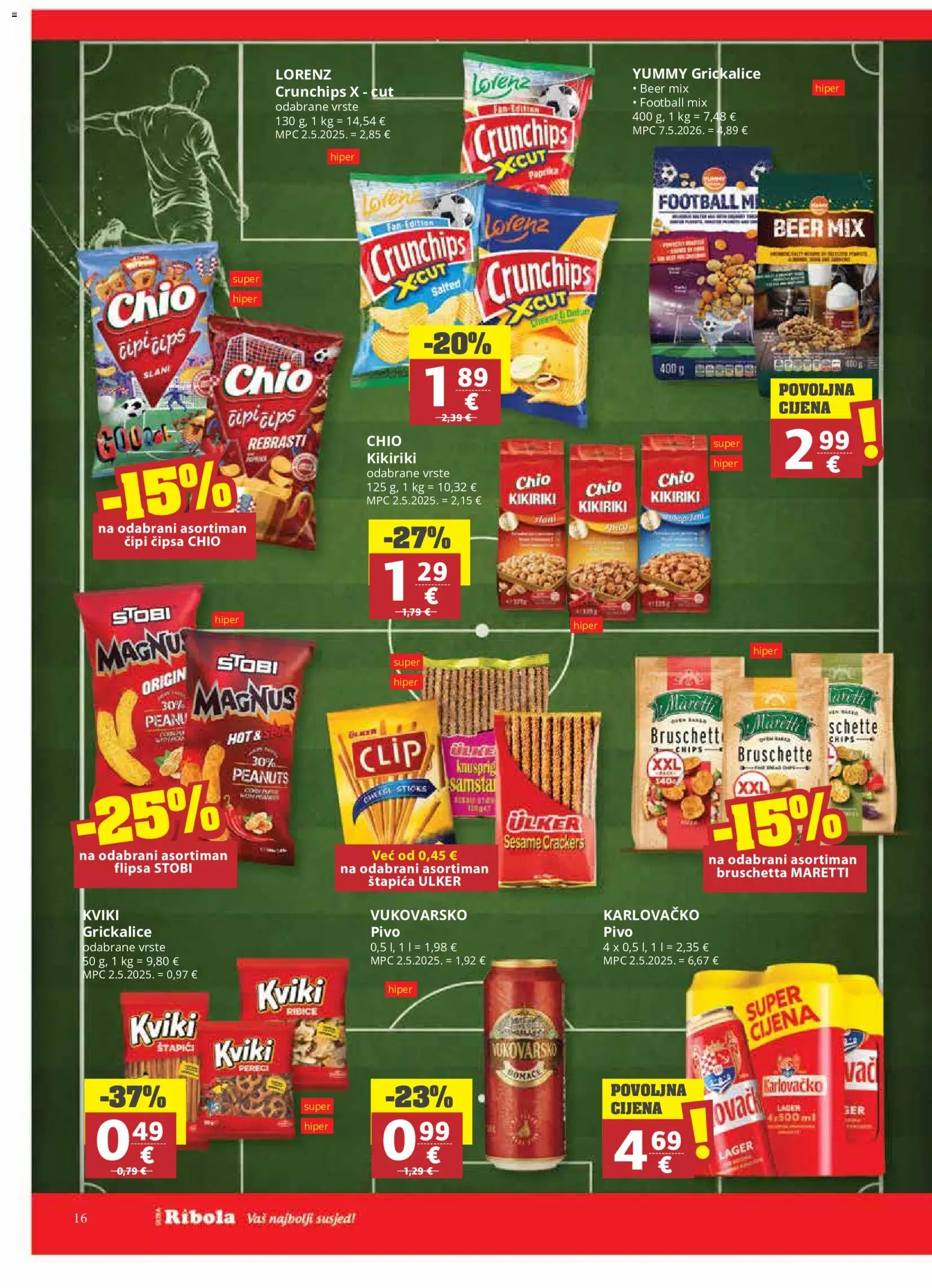 Ribola katalog | vrijedi od 24.06.2026 | Stranica: 16 | Proizvodi: Karlovačko, Paprika, Kikiriki, Štapići