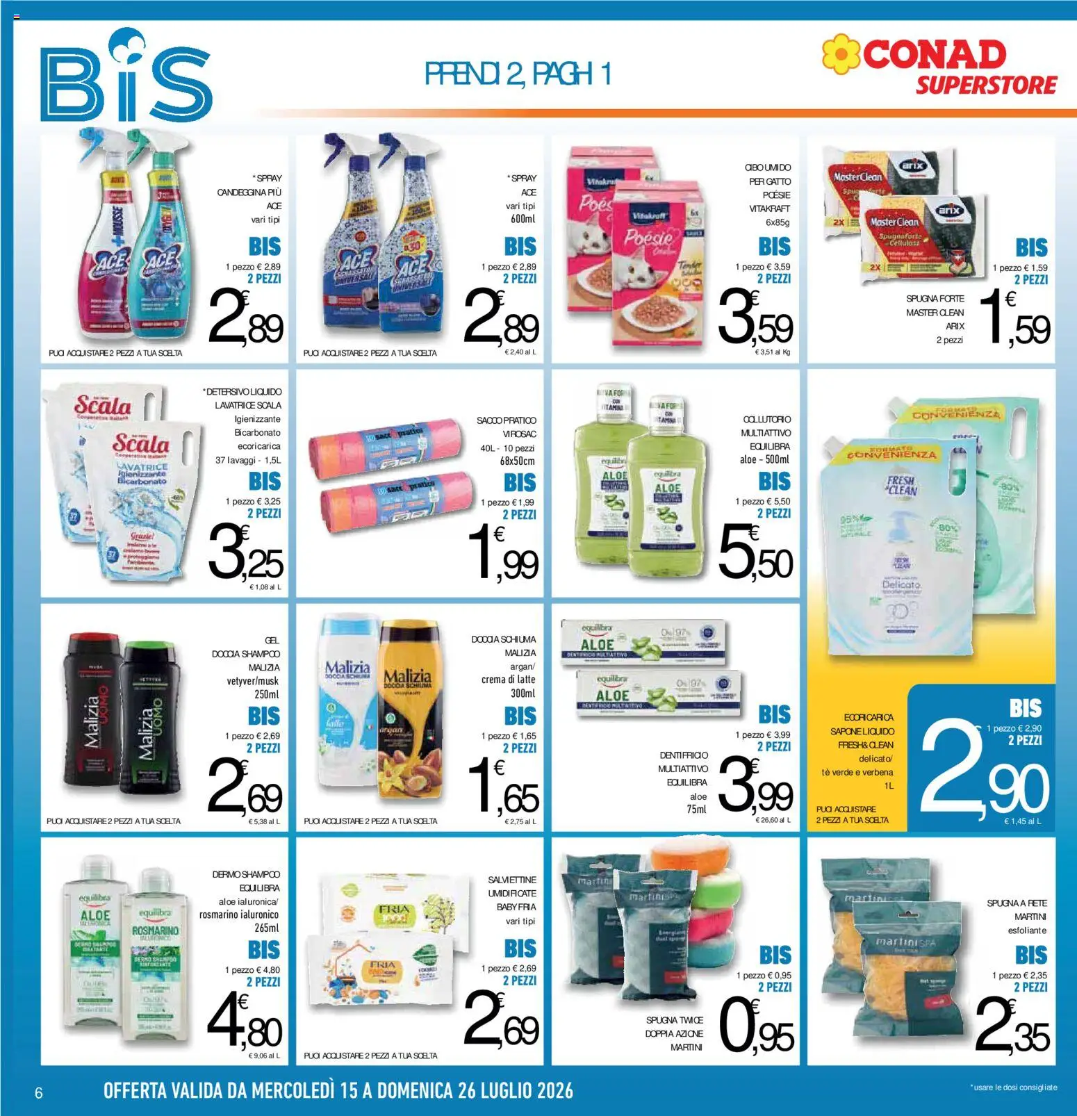 Volantino Conad del 15/07/2026 | Pagina: 6 | Prodotti: Crema, Latte, Scala, Doccia