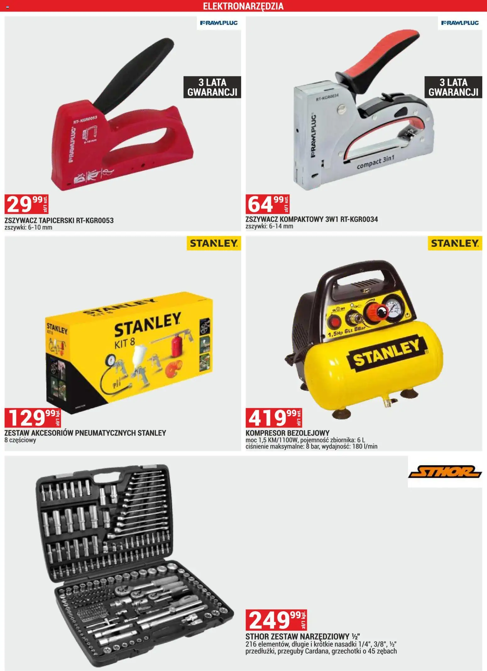 Merkury Market gazetka od 01.08.2026 | Strona: 28 | Produkty: Zszywacz, Kompresor, Elektronarzędzia