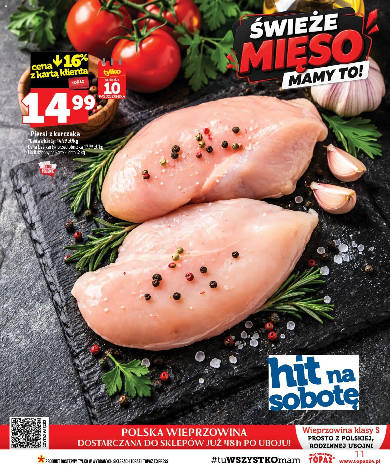 Topaz gazetka - Ceny małe na stałe od 08.10.2026 | Strona: 11 | Produkty: Karta, Piersi, Piersi z kurczaka, Mięso