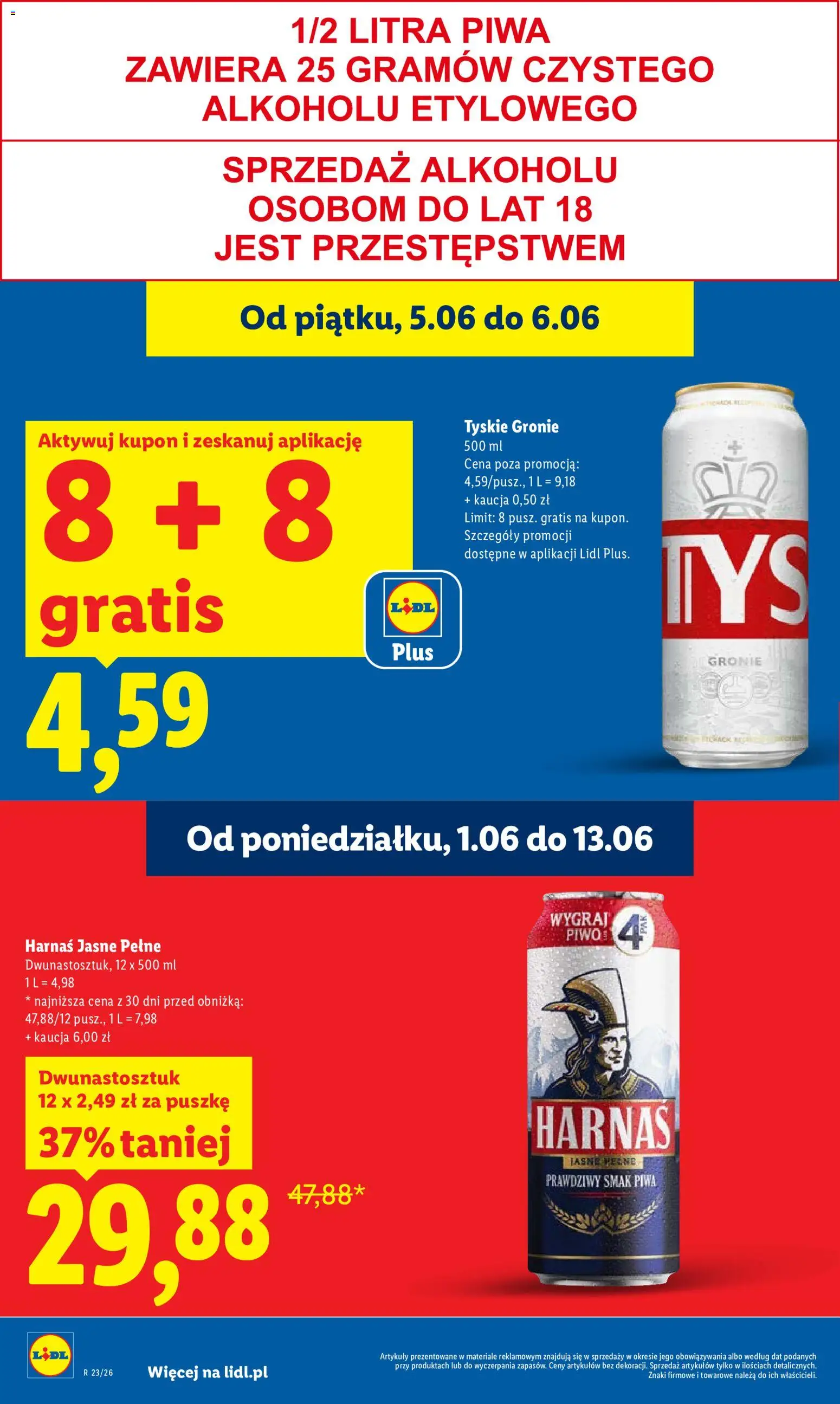 Lidl gazetka od 05.06.2026 | Strona: 8 | Produkty: Tyskie, Harnaś, Piwo