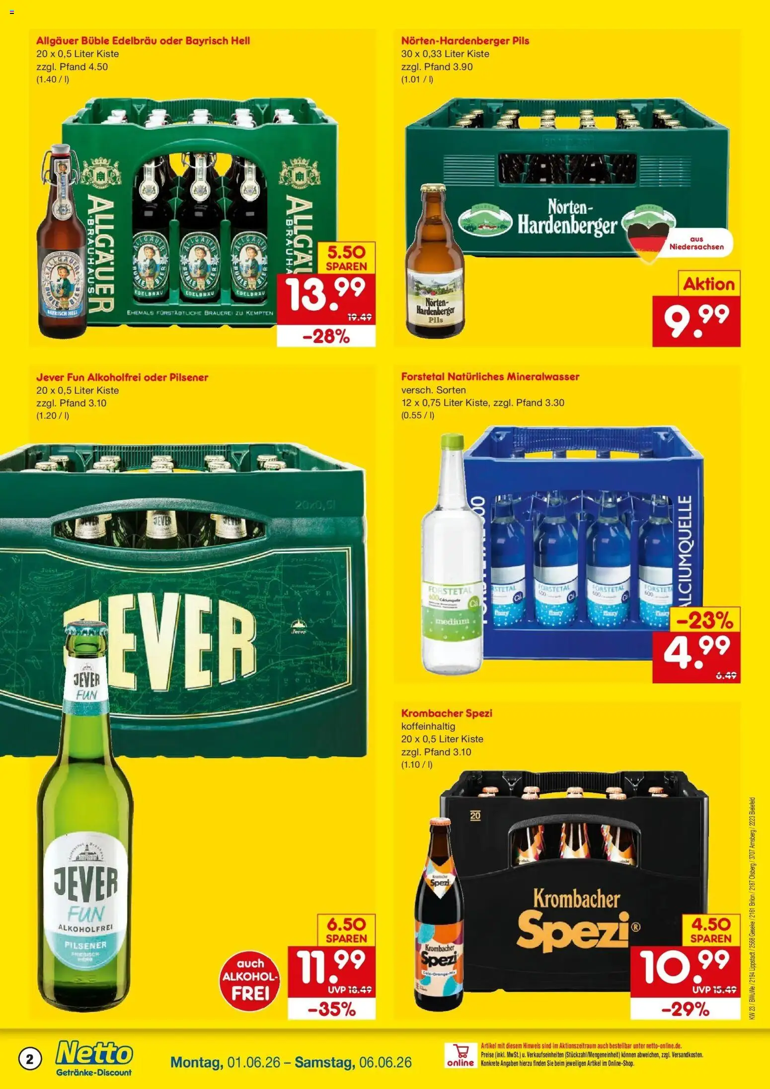 Netto Marken-Discount Prospekt Brilon – gültig ab 01.06.2026 | Seite: 2 | Produkte: Pils, Mineralwasser, Jever, Krombacher