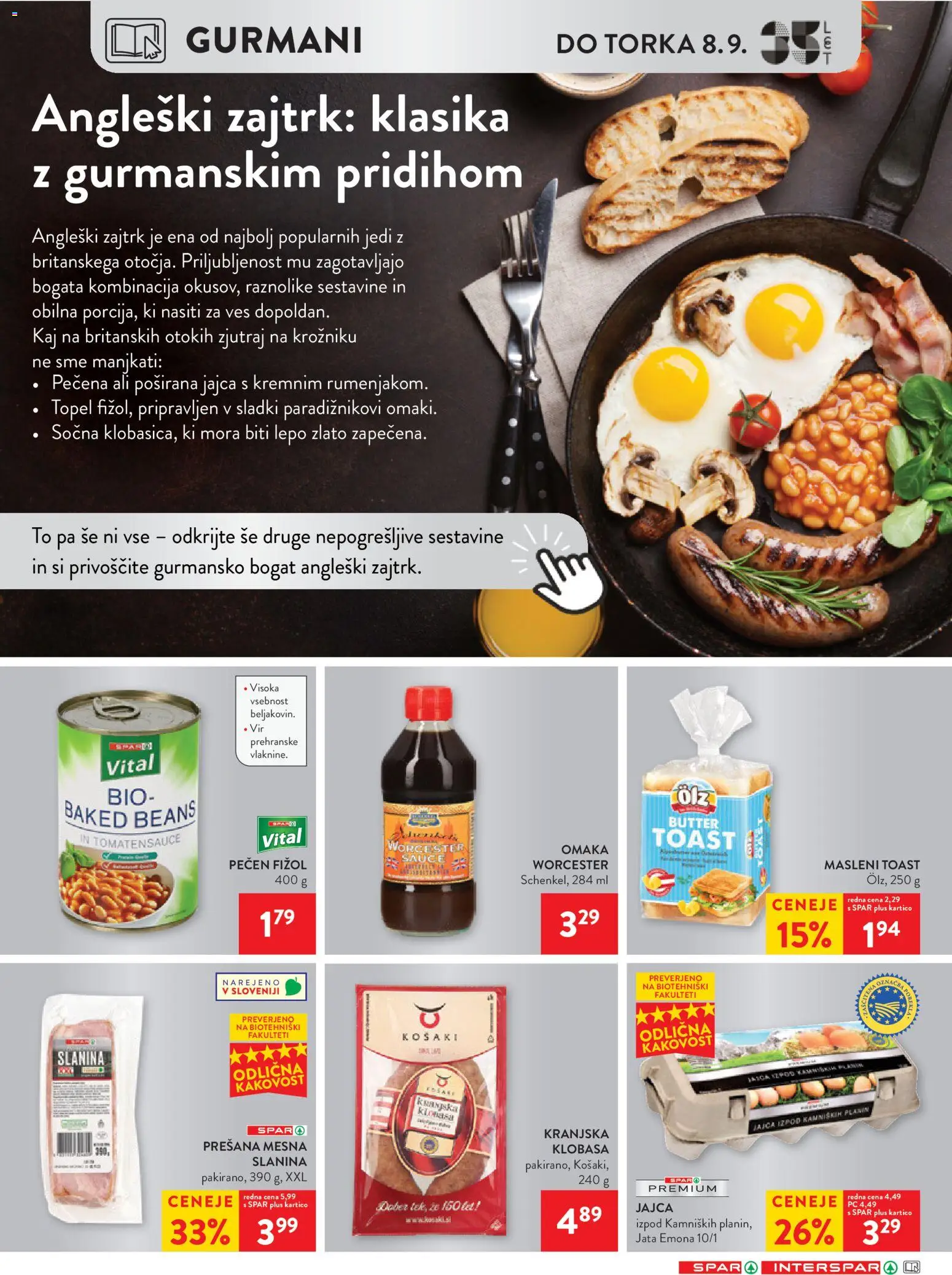 Novi Spar katalog ponudbe – veljaven od 02.09.2026 | Stran: 34 | Izdelki: Toast, Slanina, Jajca, Omaka