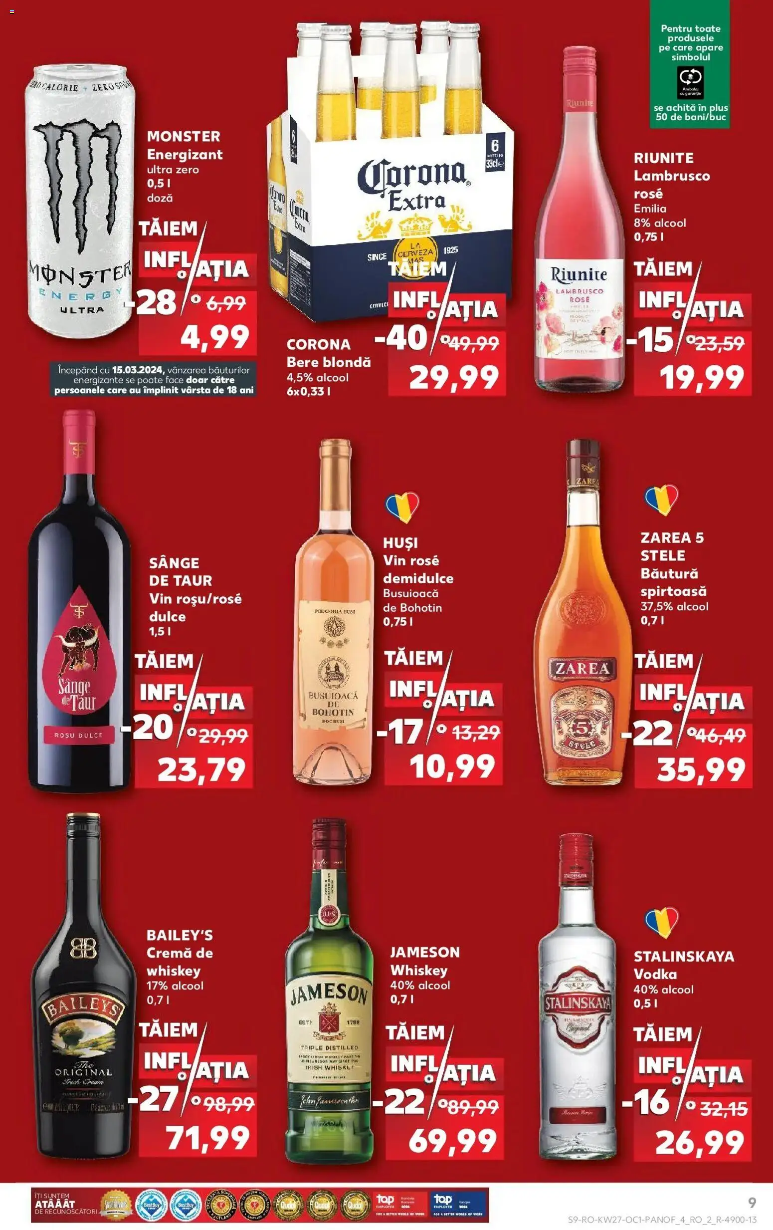 Noul catalog Kaufland – valabil de la 01.07.2026 | Pagină: 9 | Produse: Zero, Vin rose, Jameson, Plus