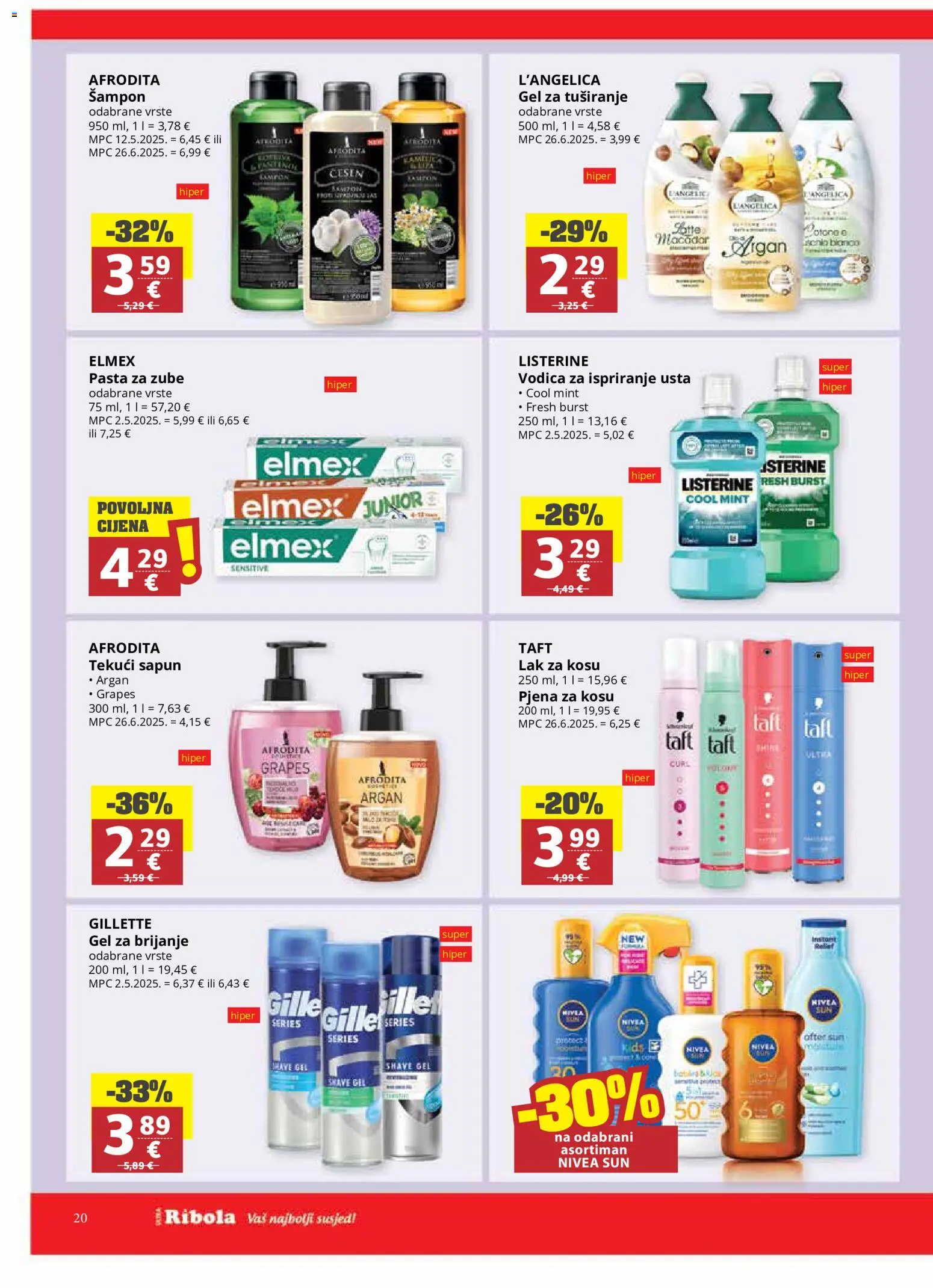 Ribola katalog | vrijedi od 27.05.2026 | Stranica: 20 | Proizvodi: Šampon, Gel za brijanje, Pasta za zube, L'Angelica