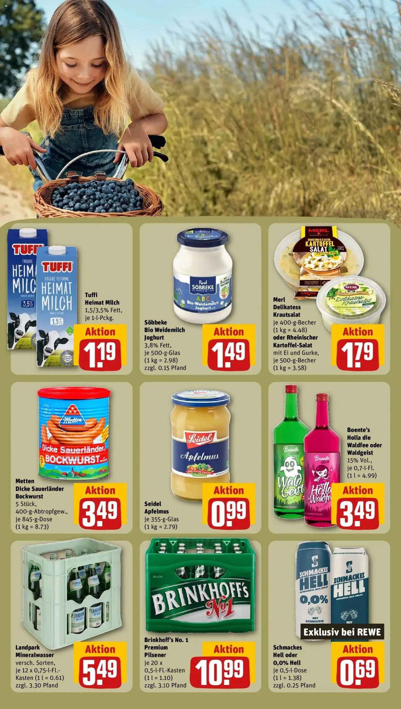 Rewe Prospekt Münster / Nord – gültig ab 27.07.2026 | Seite: 27 | Produkte: Bockwurst, Milch, Joghurt, Salat
