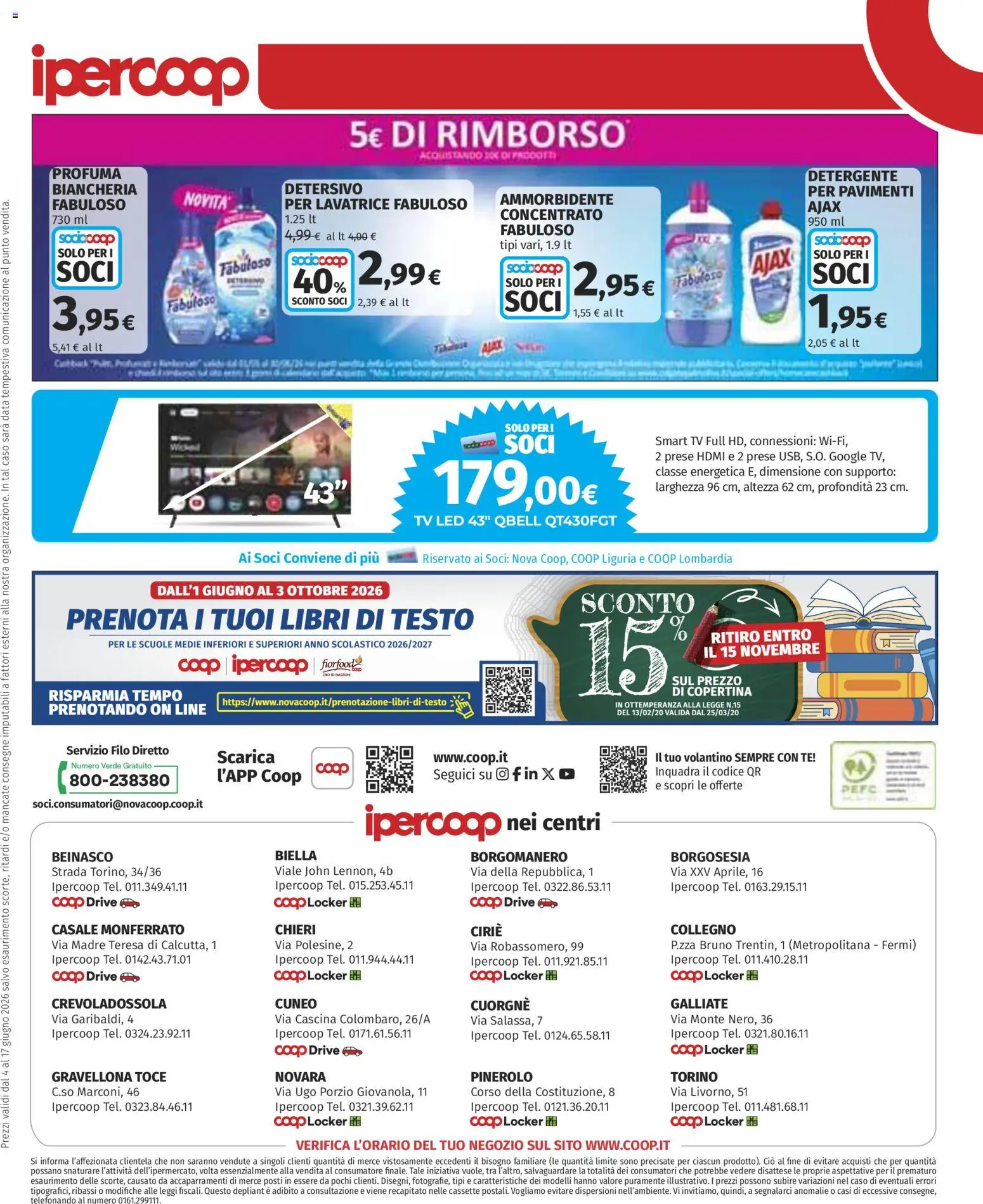 Volantino Ipercoop del 04.06.2026 | Pagina: 41 | Prodotti: Ammorbidente, Detergente, Tè, Lavatrice